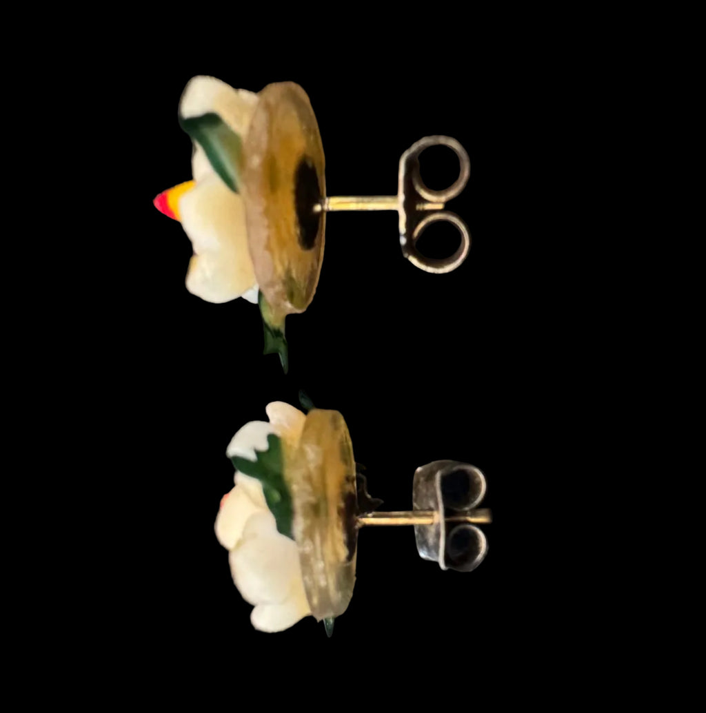 Vintage Magnolia Flower Post Earrings