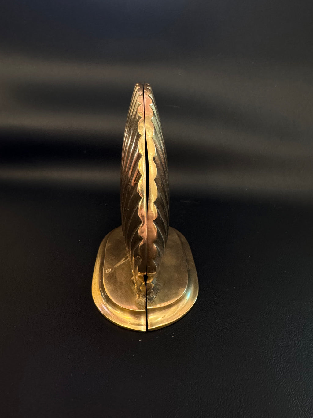Vintage Solid Brass Scallop Shell Bookends