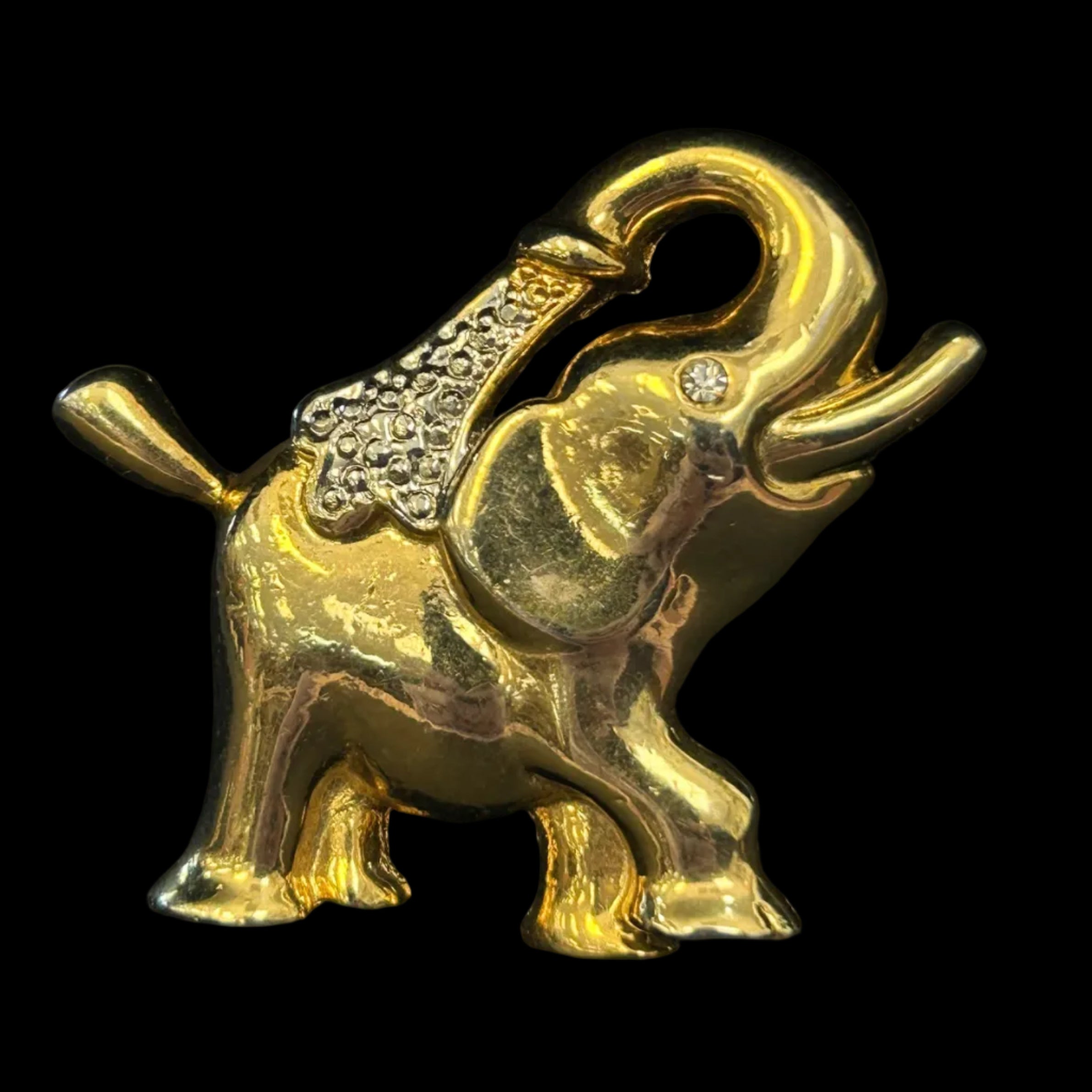 Vintage Rhinestone Elephant Brooch