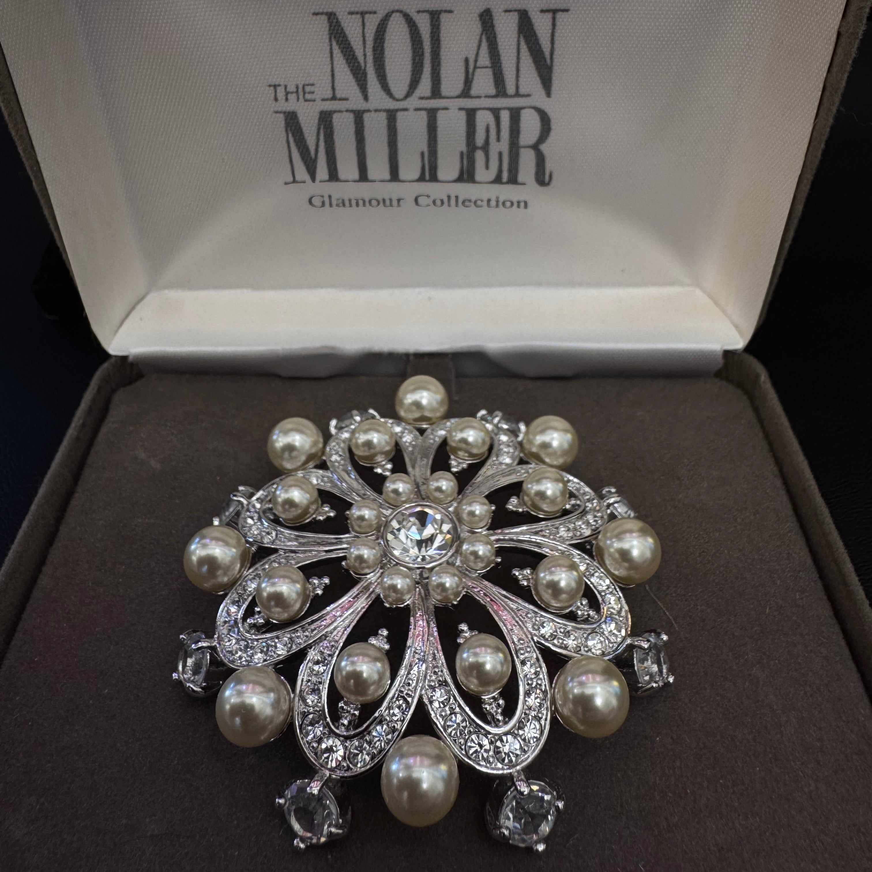 Nolan Miller Glamour Collection Pearl & Crystal Brooch