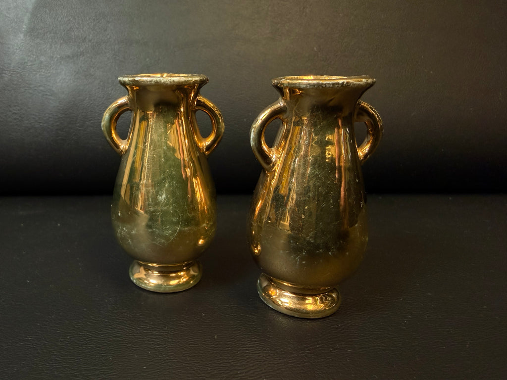 Vintage Gold-Toned Amphora Bud Vases – Set of 2