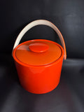 Vintage Mid-Century Modern Atomic Orange Vinyl Ice Bucket – Retro Barware