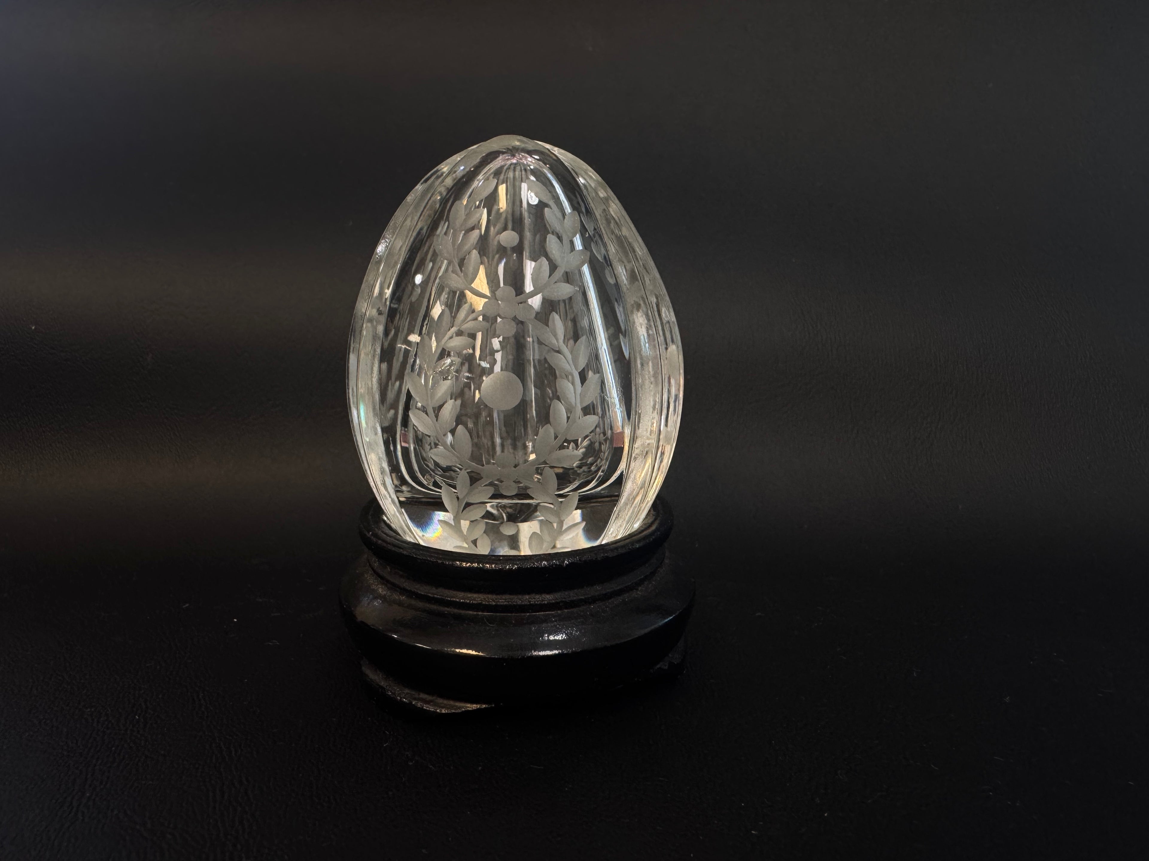 House of Fabergé Signed & Numbered Etched Crystal Egg with Stand