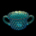 Vintage L.E. Smith Aqua Blue Hobnail Sugar Bowl