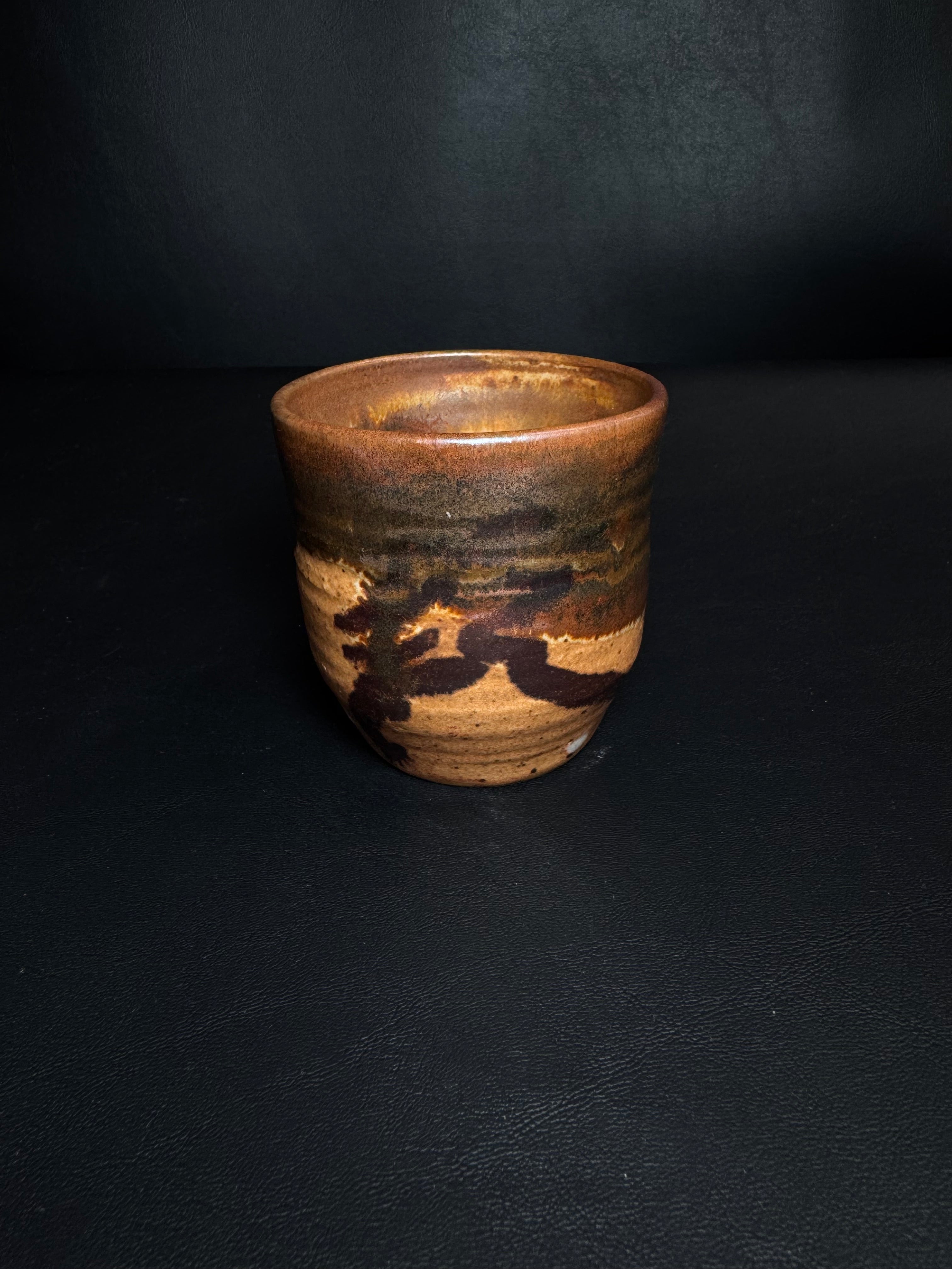 Studio Pottery Earth-Tone Stoneware Yunomi