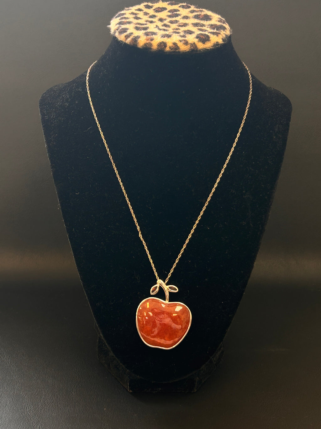 Vintage Red Apple Pendant Necklace