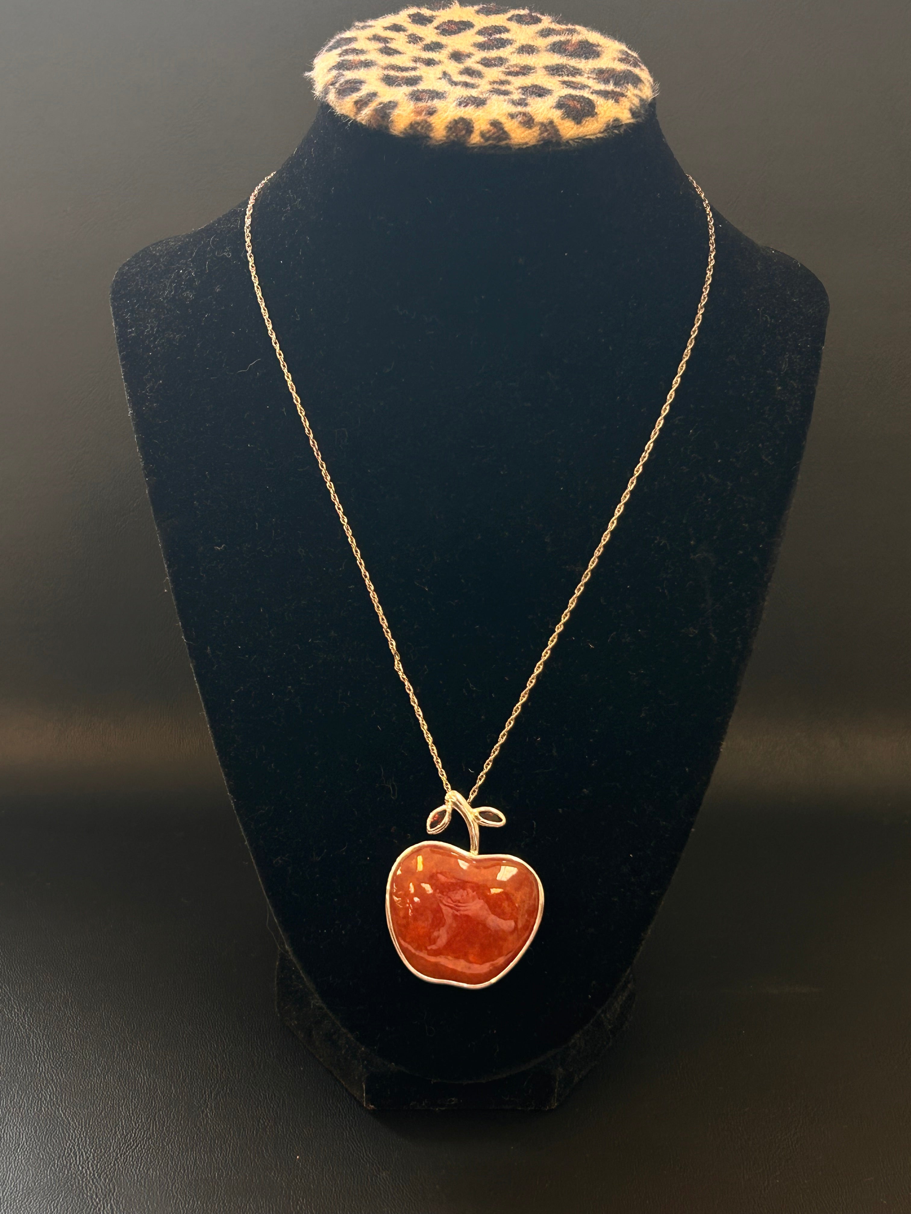 Vintage Red Apple Pendant Necklace