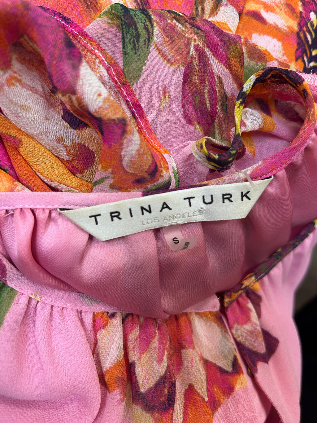 Trina Turk Road Trip Floral Silk A-line Tiered Midi Dress