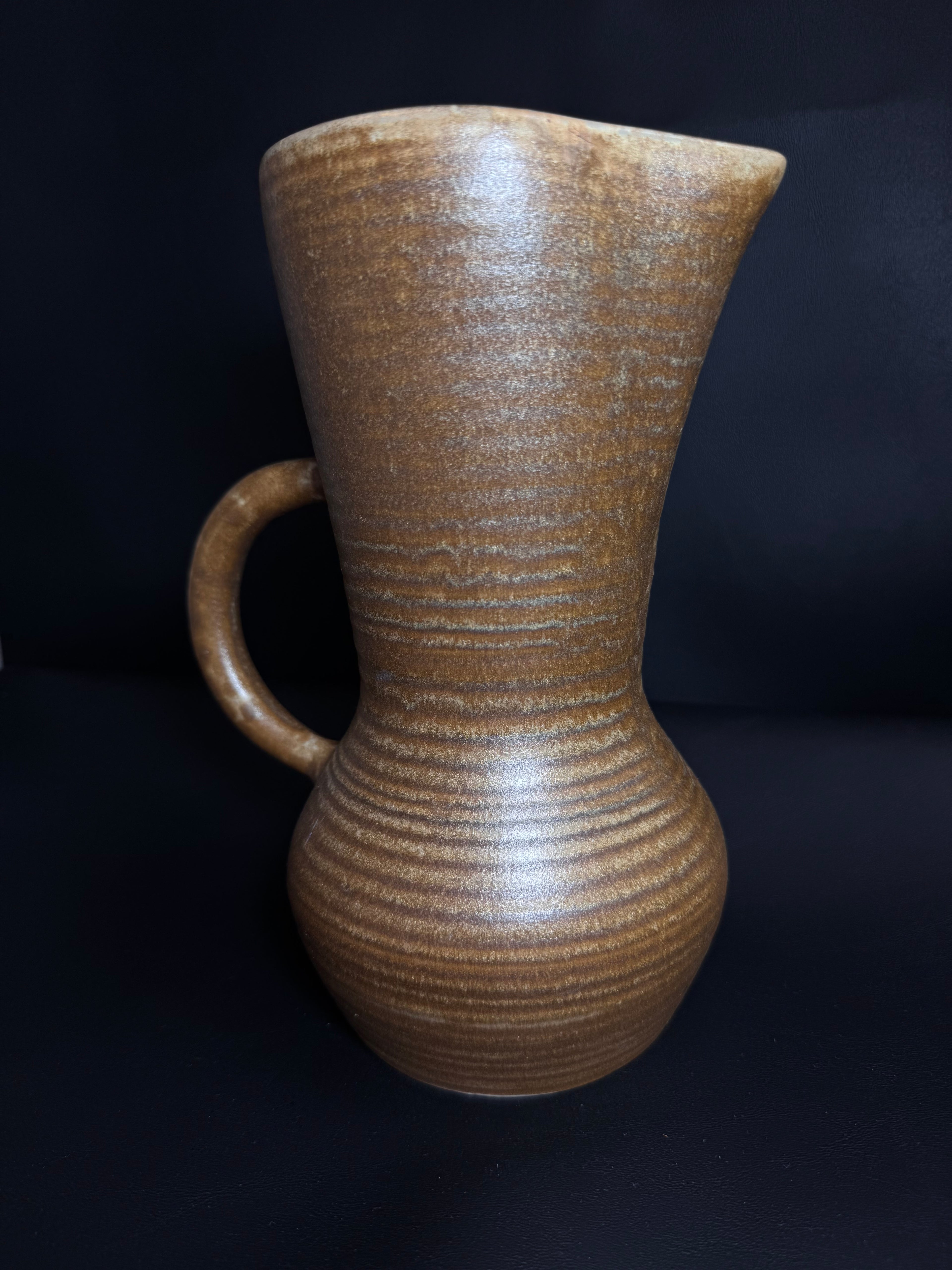 Vintage Mid-Century Modern Ribbed Pottery Pitcher | West Germany #06