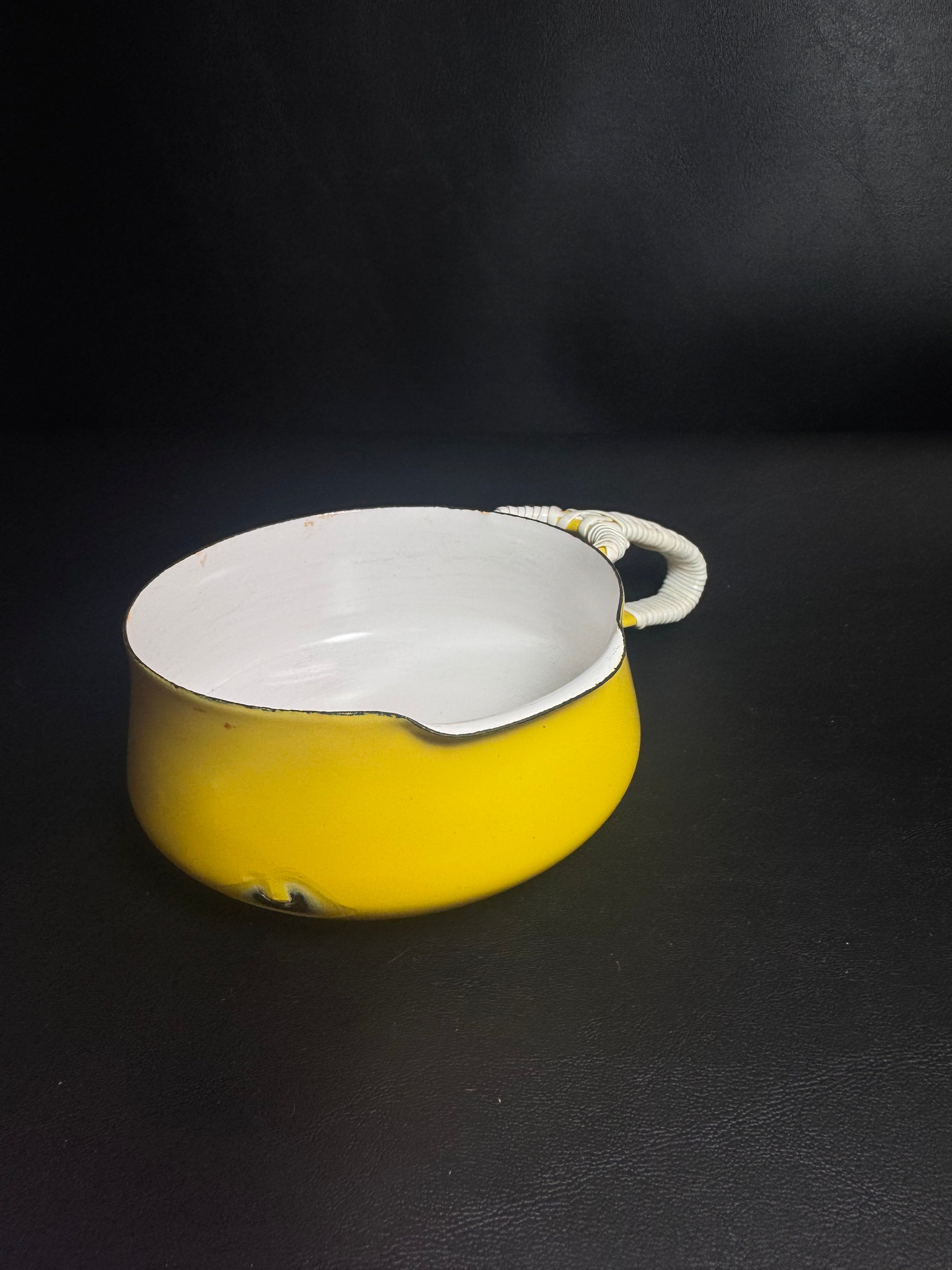 Vintage Dansk Kobenstyle Yellow Enamel Butter Warmer