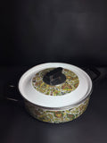 Vintage Floral Enamel Casserole Dish with Lid