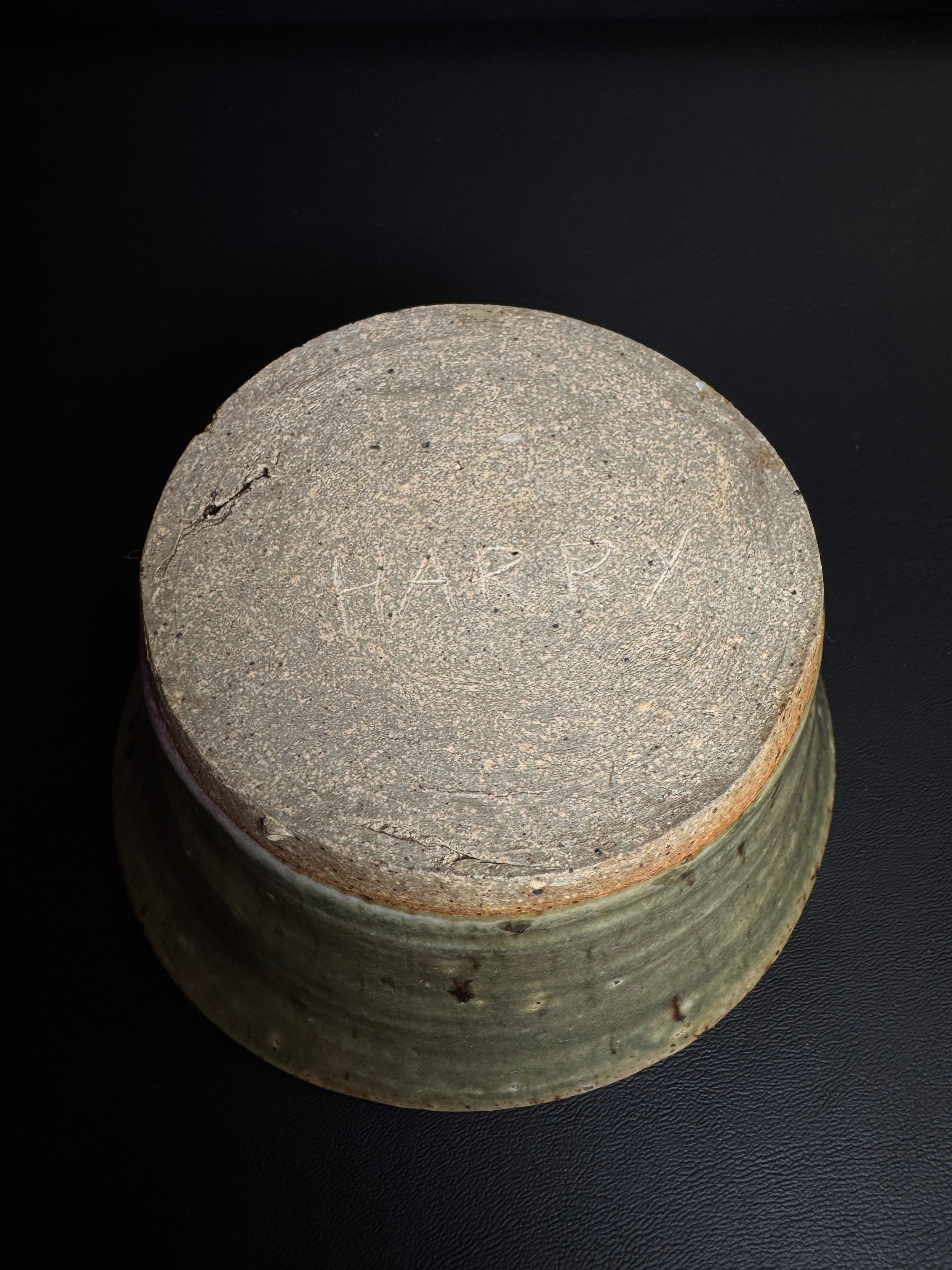 Studio Pottery Celadon Green Flared Bowl