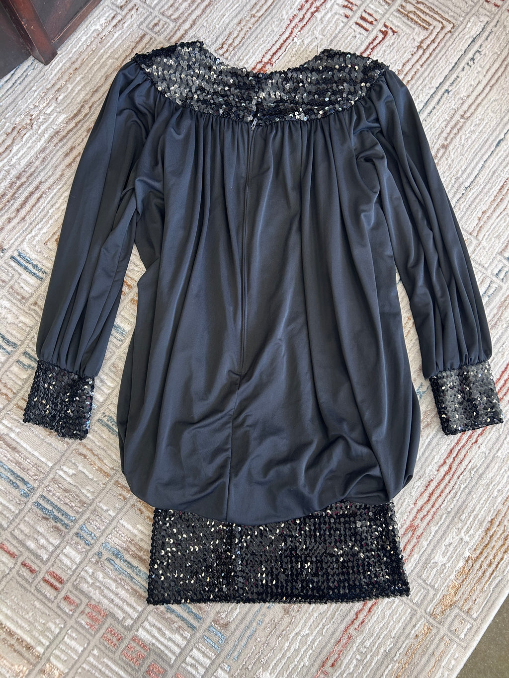 Vintage 80s Shuet Young for HW Collections Sequin Bubble Dress - Black