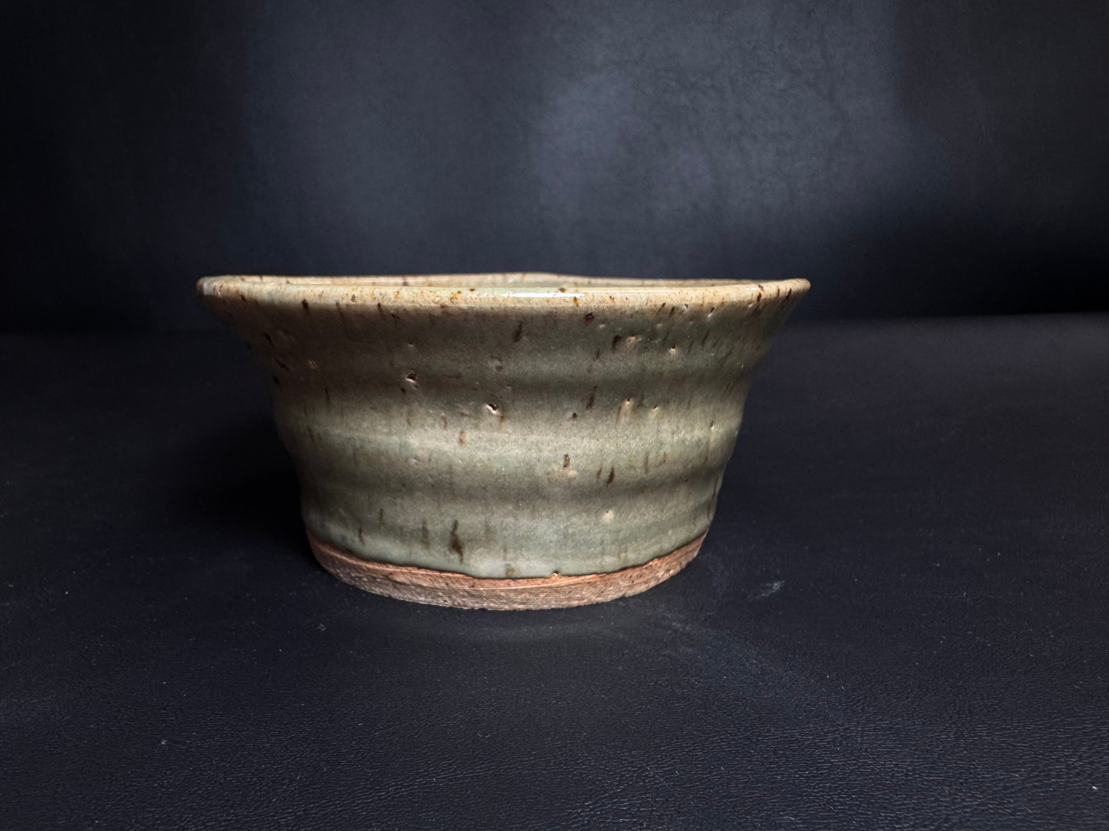 Studio Pottery Celadon Green Flared Bowl