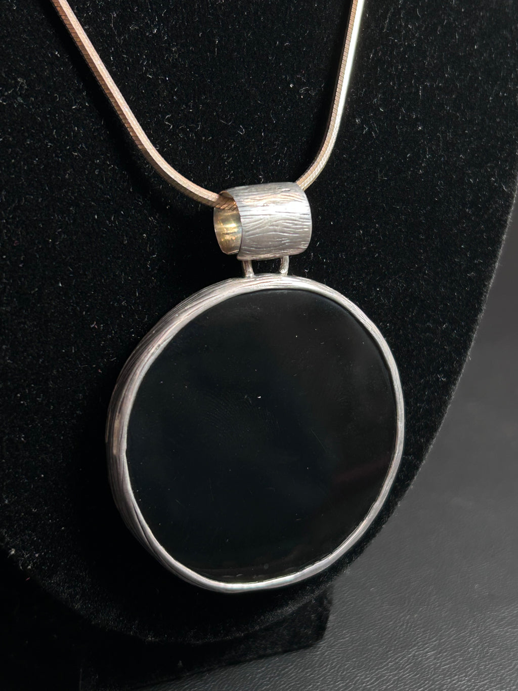 Silpada Sterling Silver & Onyx "Total Eclipse" Pendant Necklace