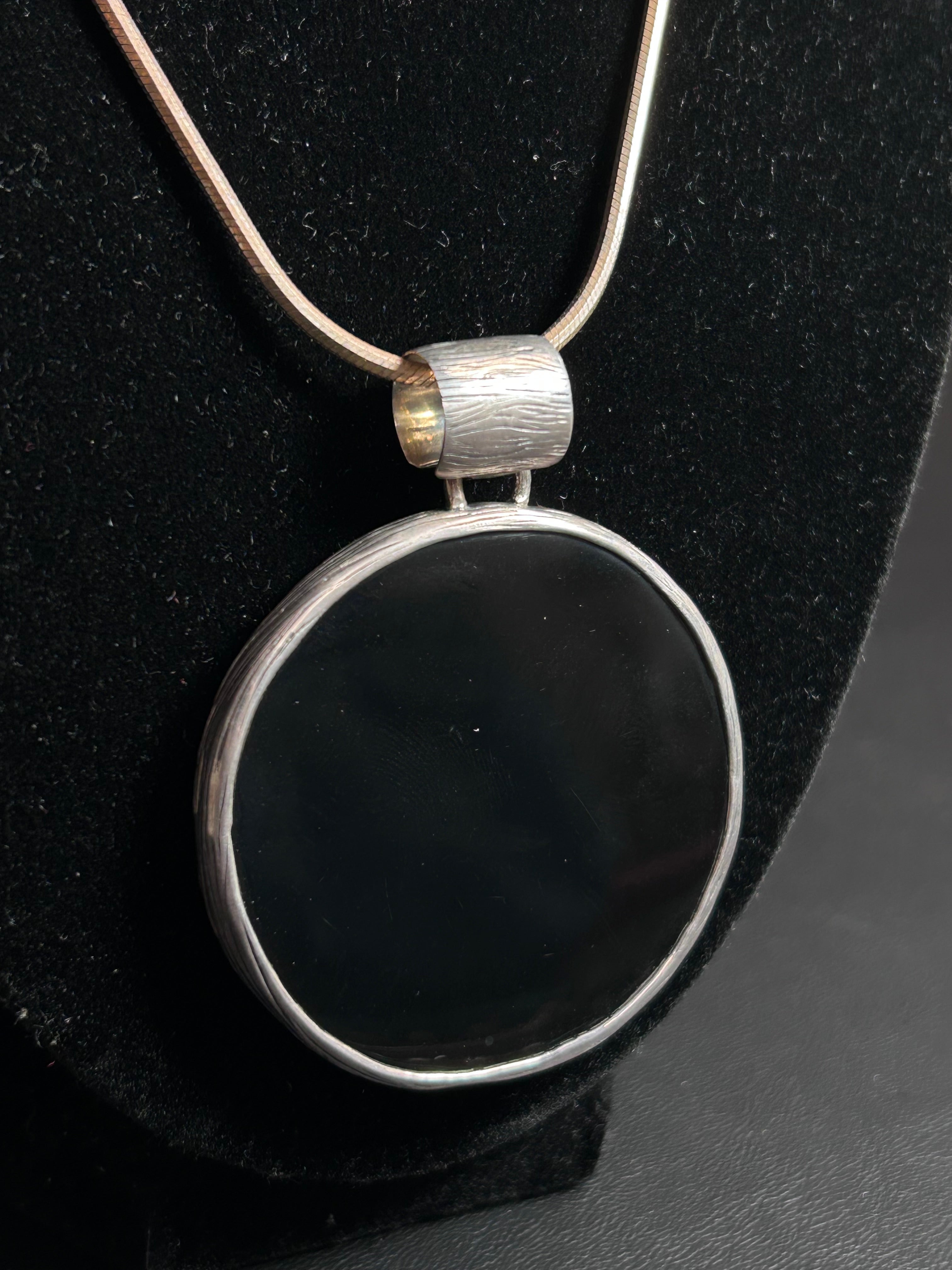 Silpada Sterling Silver & Onyx "Total Eclipse" Pendant Necklace