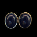 Vintage Oval Navy Blue Cabochon Stud Earrings