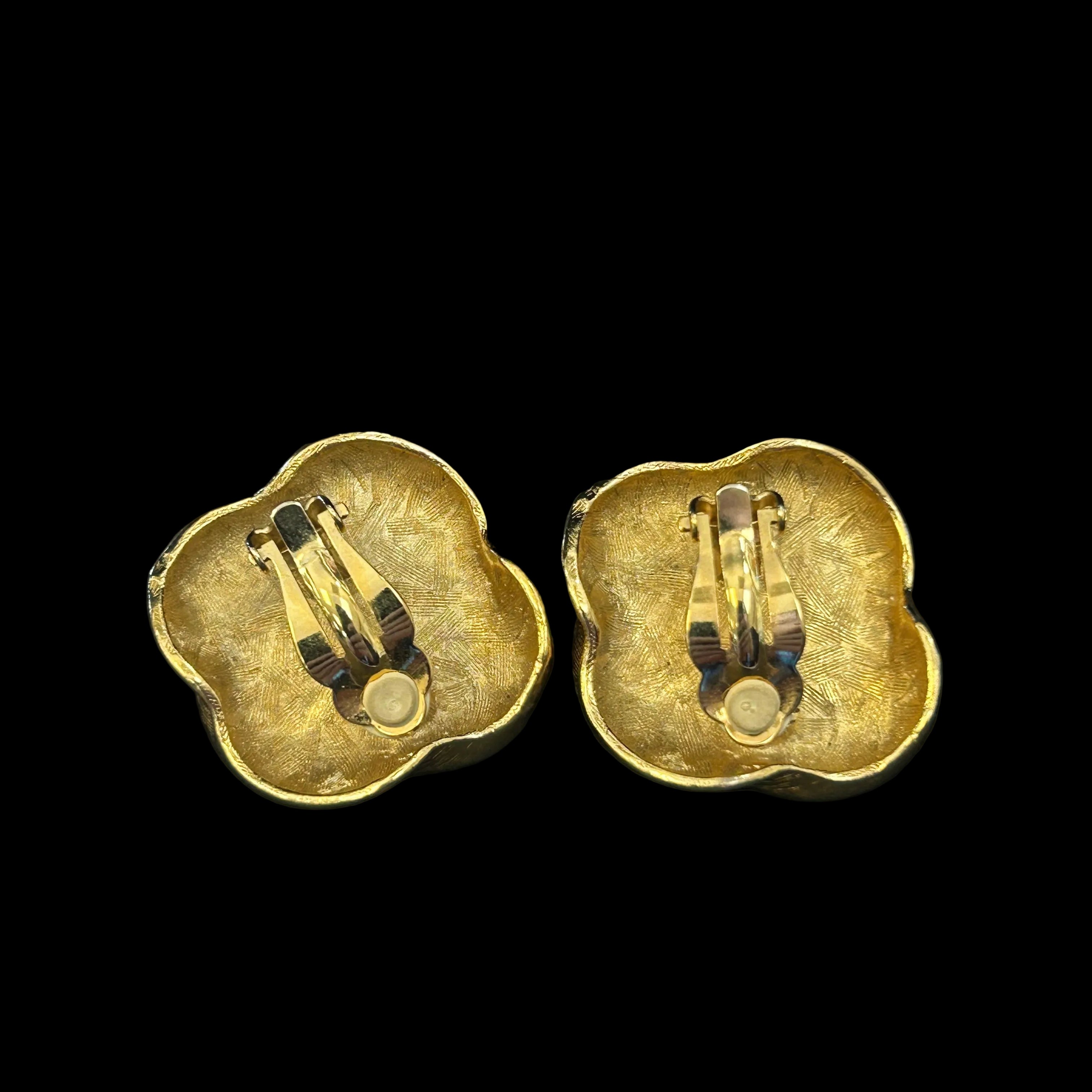 Vintage 1980s Gold-Tone Swirl Statement Clip-On Earrings