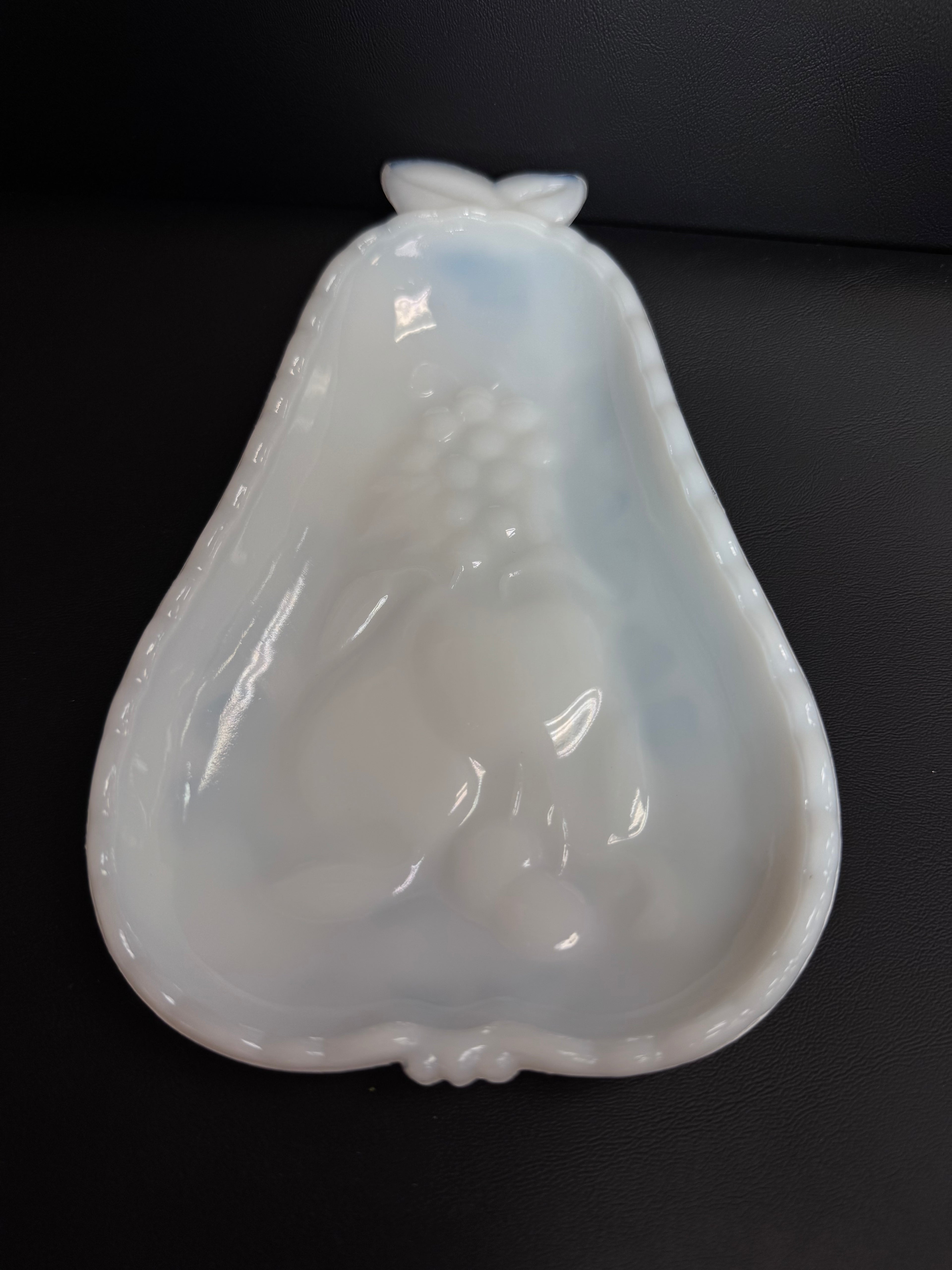 Vintage Moonstone Hobnail Opalescent Glass Pear-Shaped Dishes