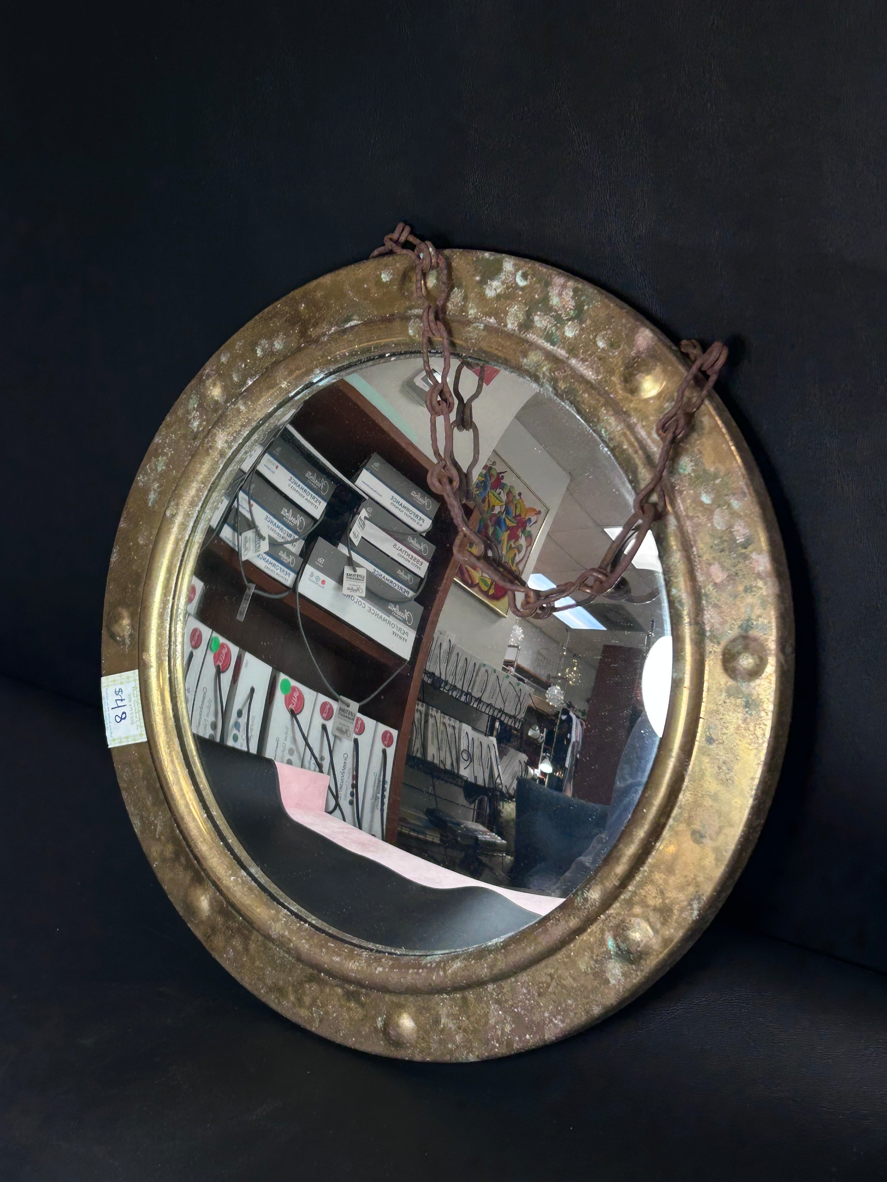 Vintage Peerless Brass Porthole Mirror (Made in England)
