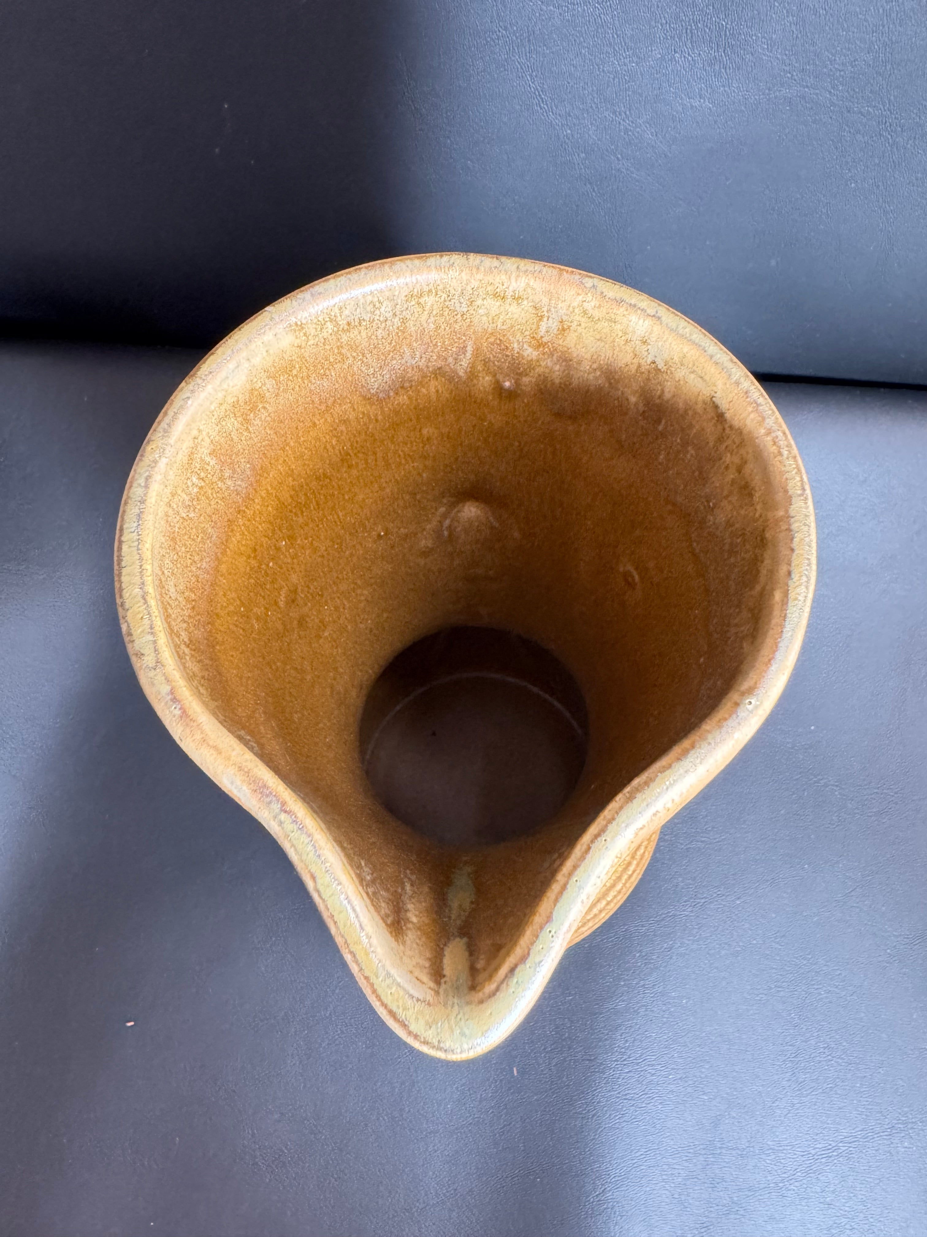 Vintage Mid-Century Modern Ribbed Pottery Pitcher | West Germany #06