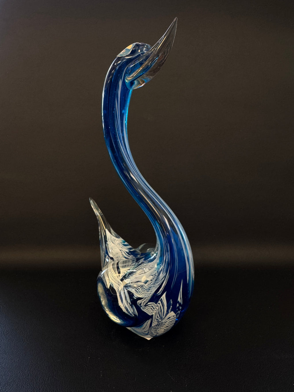 Vintage V. Nason & C. Murano Glass Swan – Cobalt Latticino