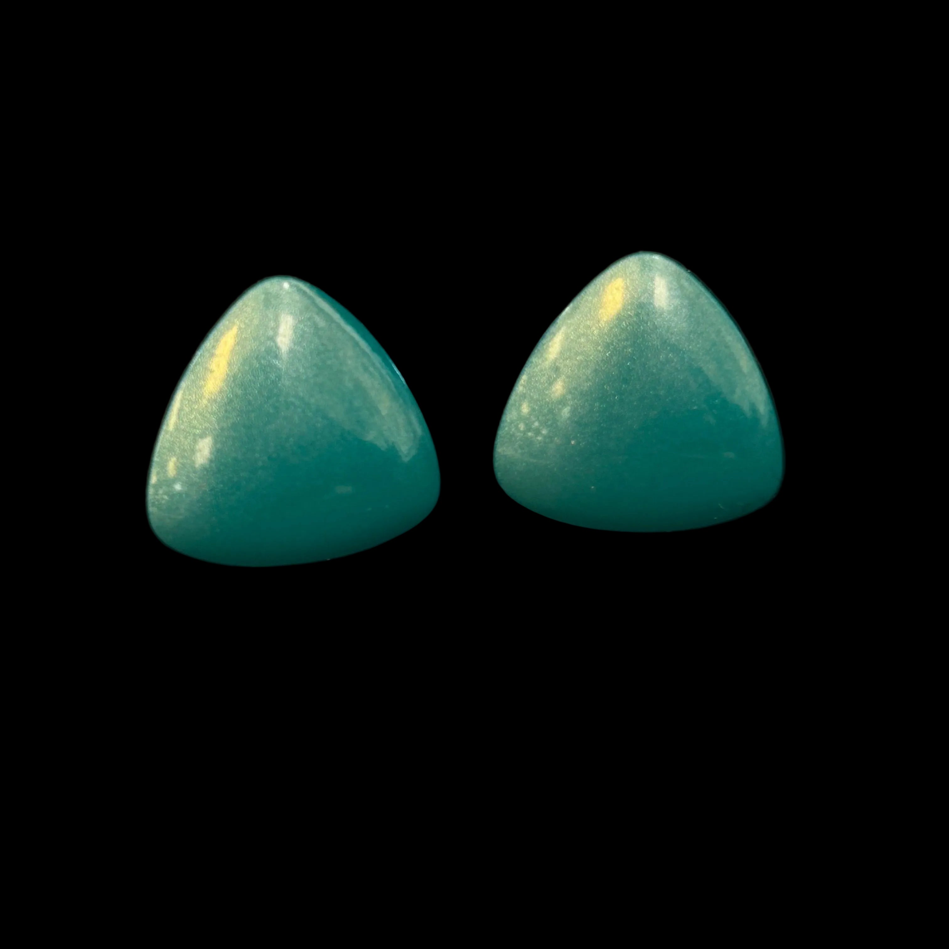 Vintage Teal Triangle Cabochon Stud Earrings