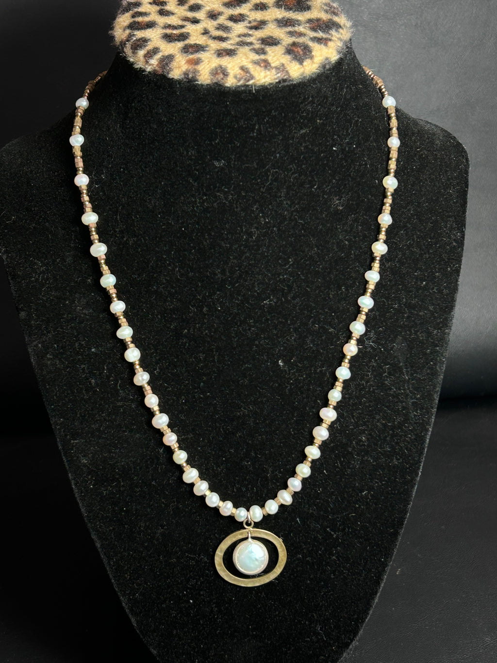 Silpada "Orbit" Freshwater Pearl & Brass Necklace