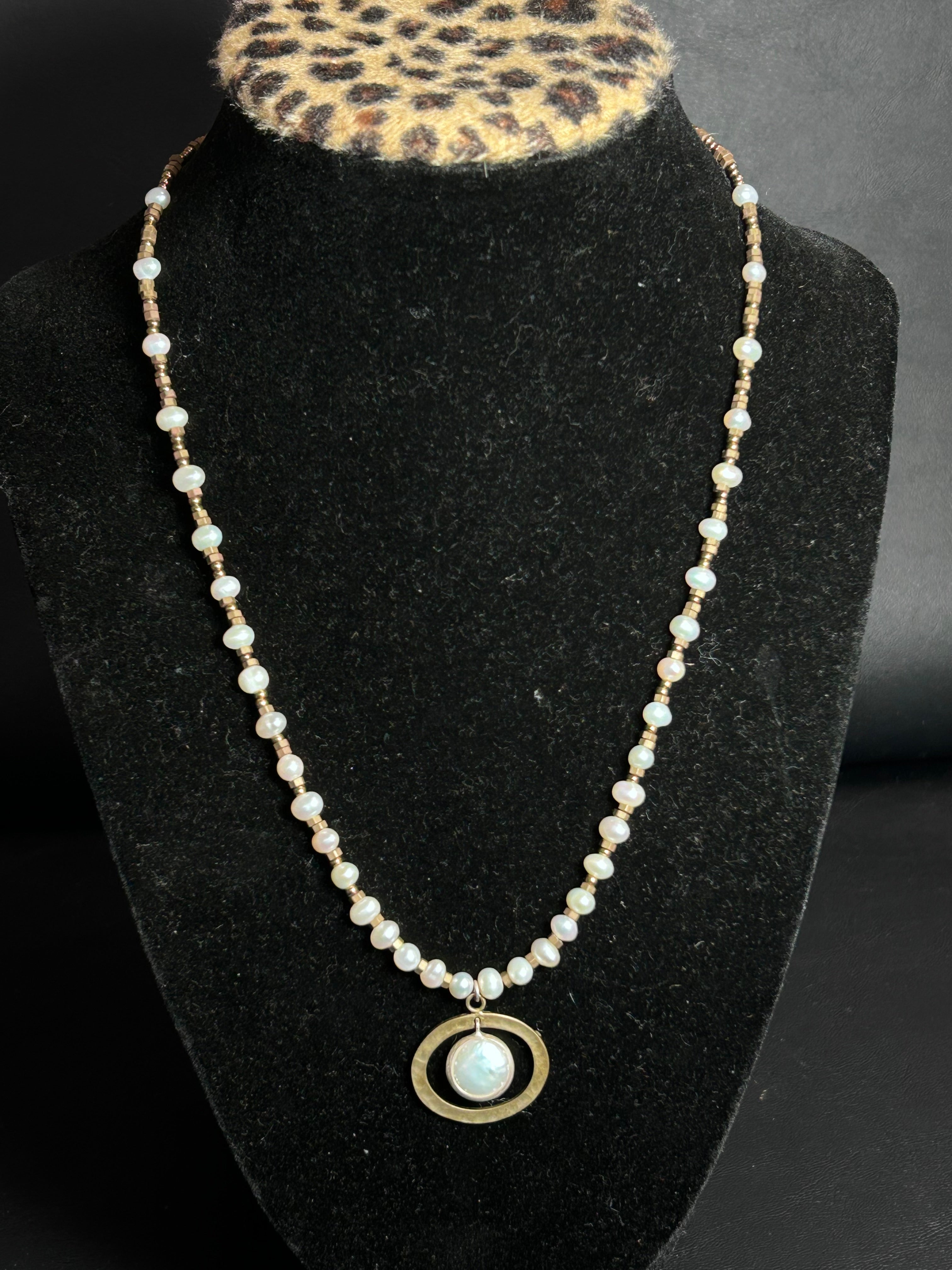 Silpada "Orbit" Freshwater Pearl & Brass Necklace