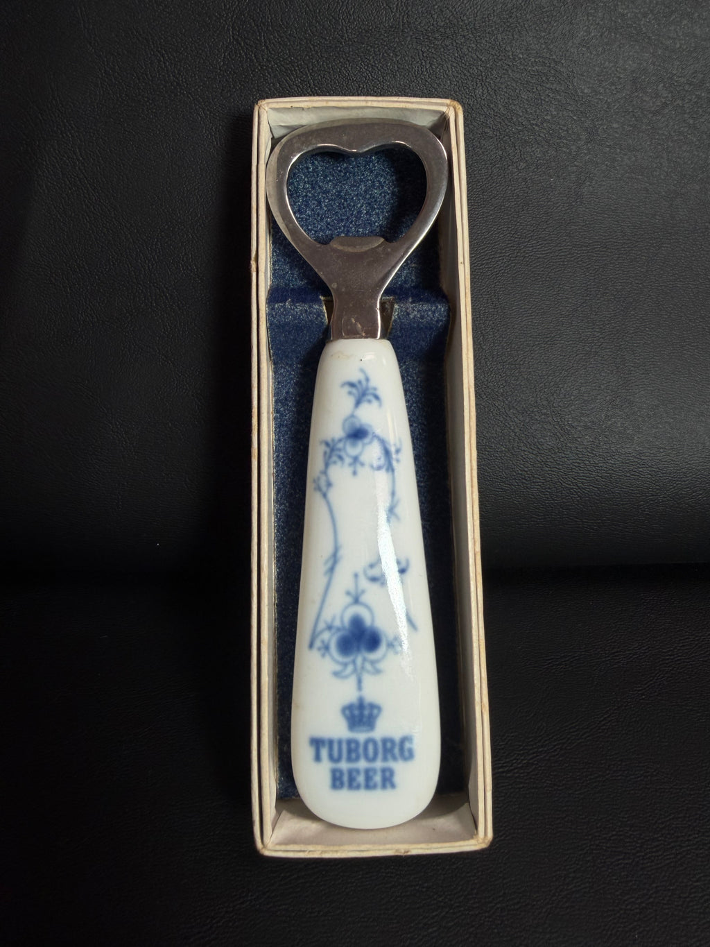 Vintage Copenhagen Porcelain Tuborg Beer Bottle Opener – Blue Fluted Pattern by B&G