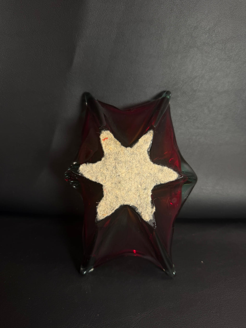 Mid-Century Modern 6-Point Star Art Glass Centerpiece Bowl – Red & Amberina