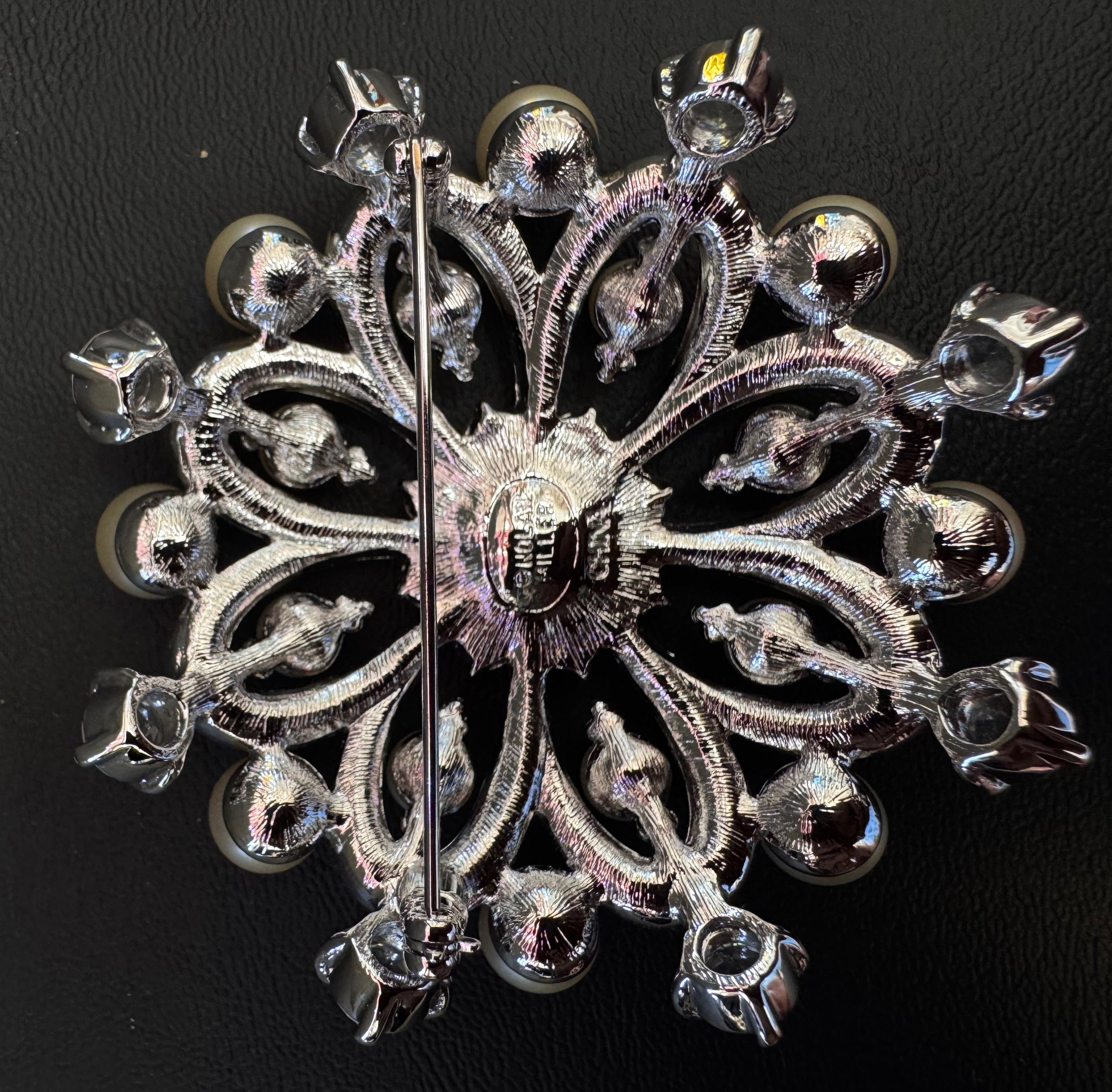 Nolan Miller Glamour Collection Pearl & Crystal Brooch