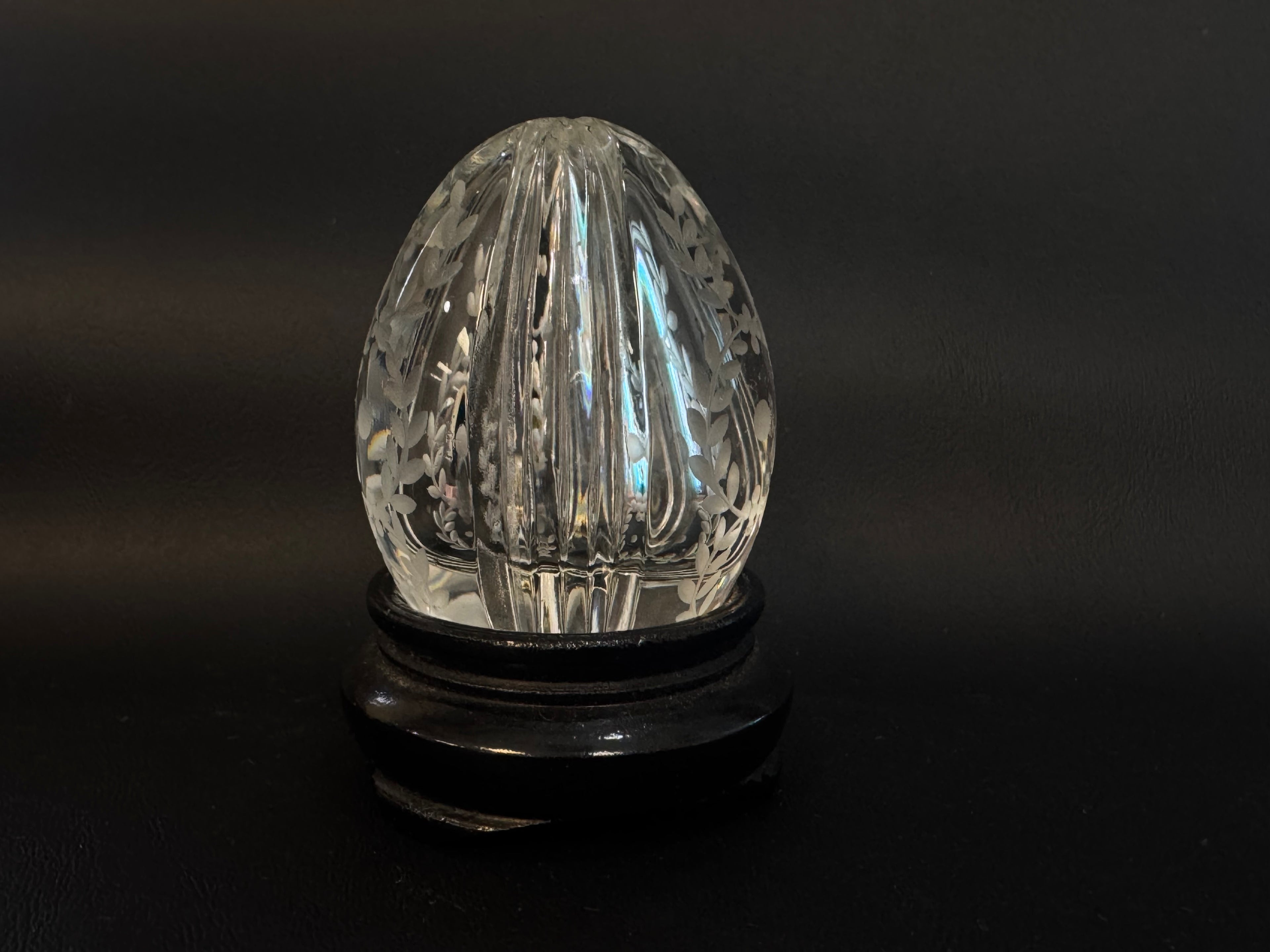 House of Fabergé Signed & Numbered Etched Crystal Egg with Stand