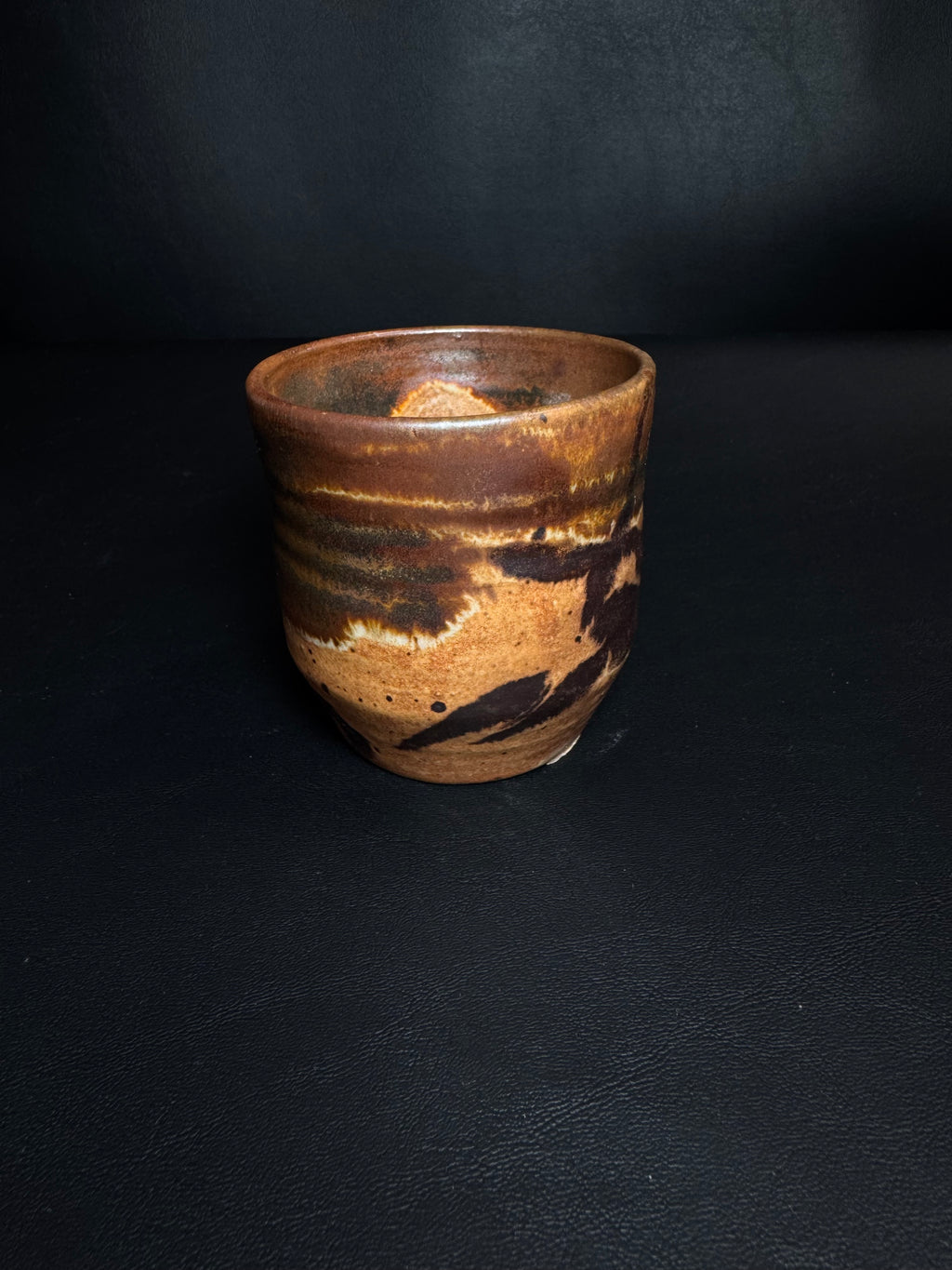 Studio Pottery Earth-Tone Stoneware Yunomi