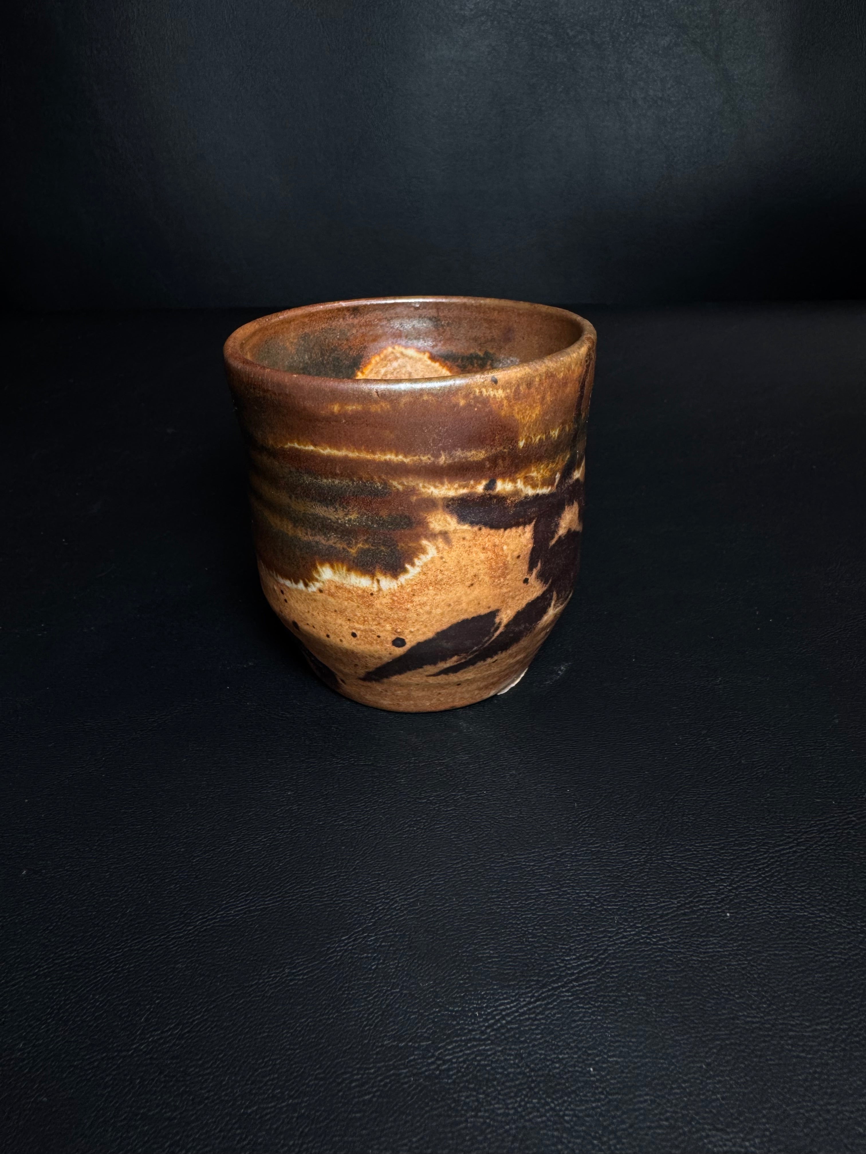 Studio Pottery Earth-Tone Stoneware Yunomi