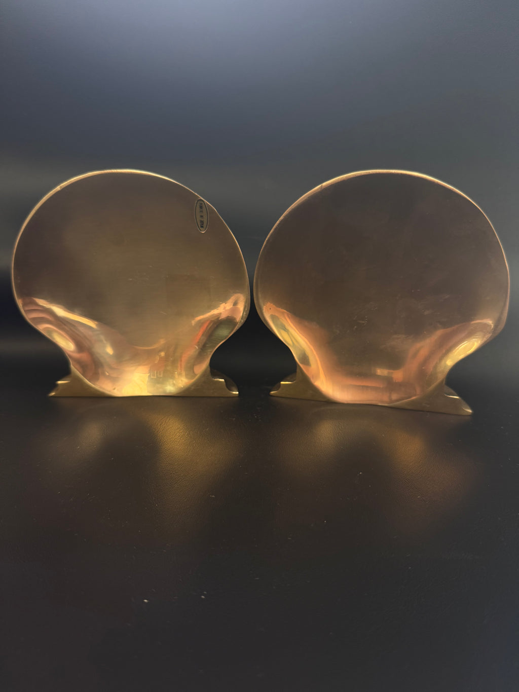 Vintage Solid Brass Scallop Shell Bookends