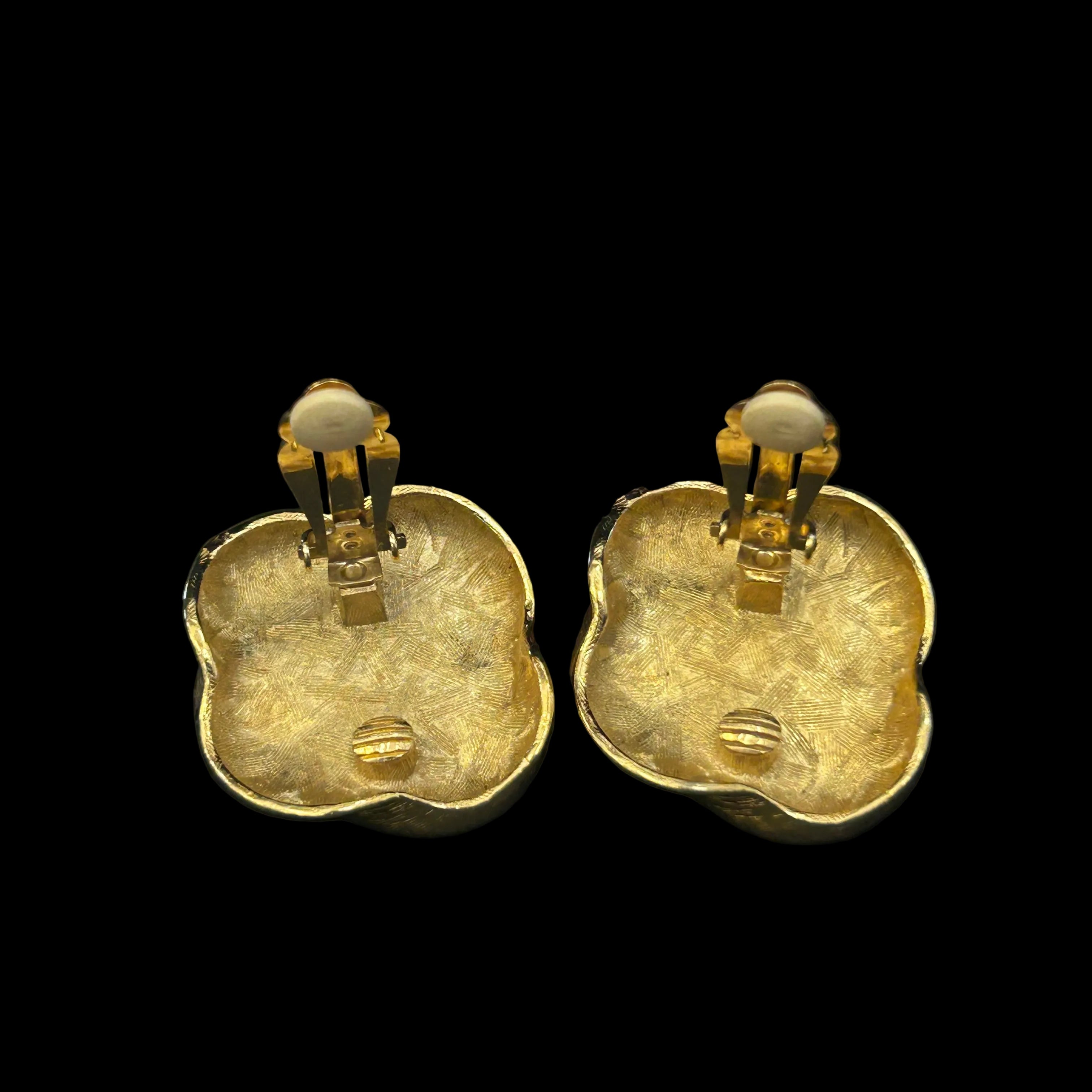 Vintage 1980s Gold-Tone Swirl Statement Clip-On Earrings