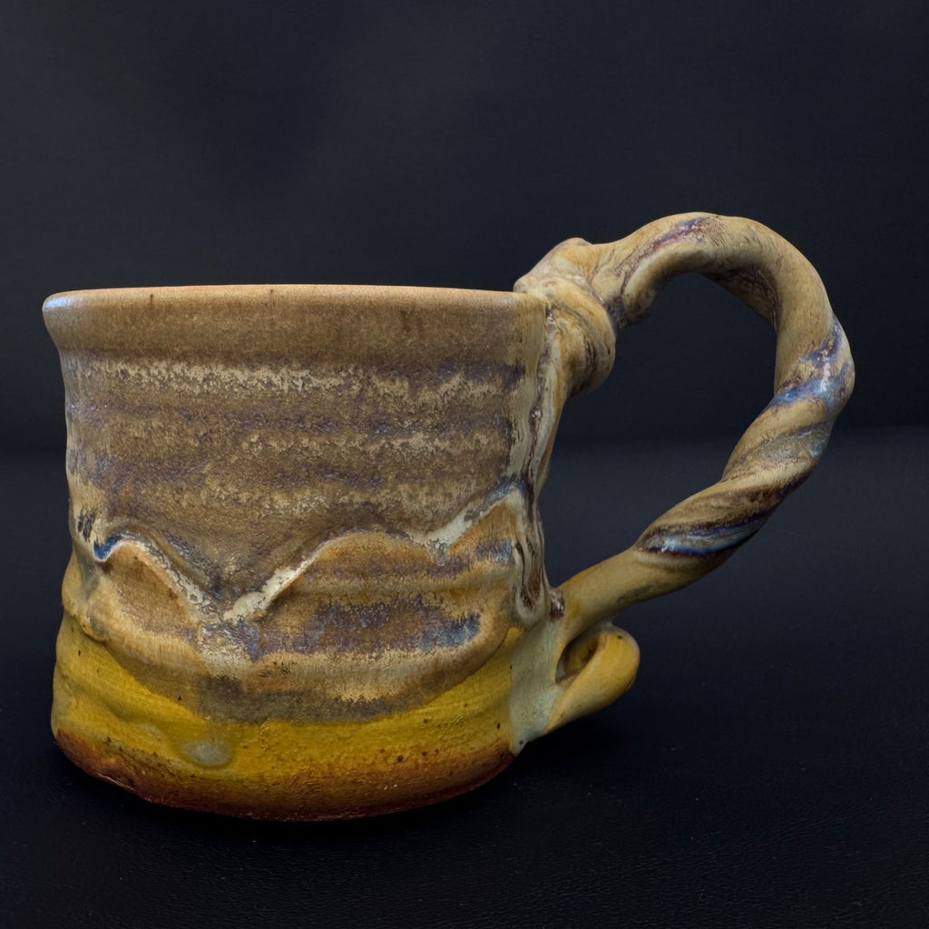 Studio Pottery Artisan Mug with Twisted Handle