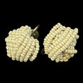 Vintage White Seed Bead Cluster Earrings