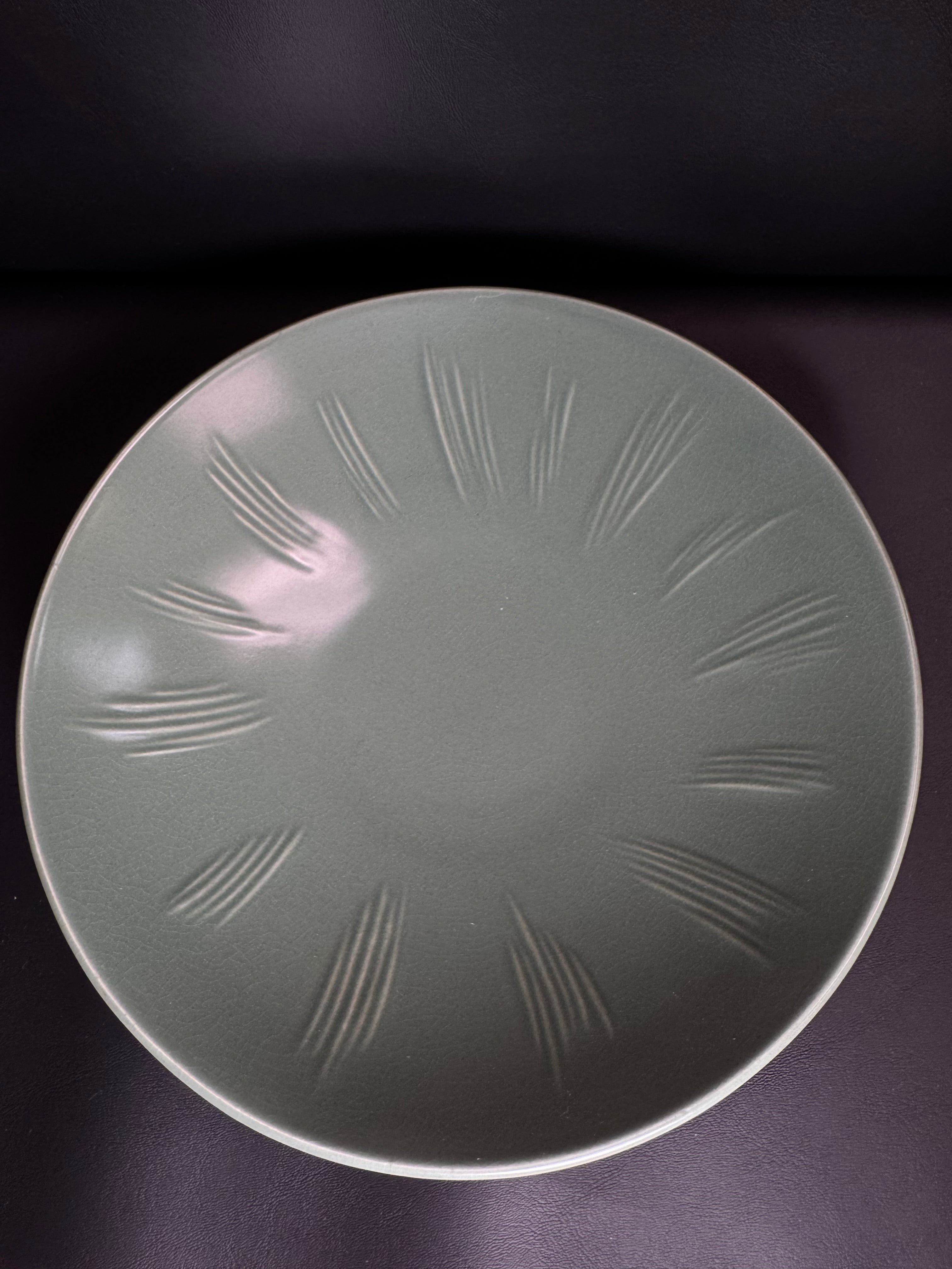 Mid-Century Modern Japanese Celadon Sage Green Footed Bowl