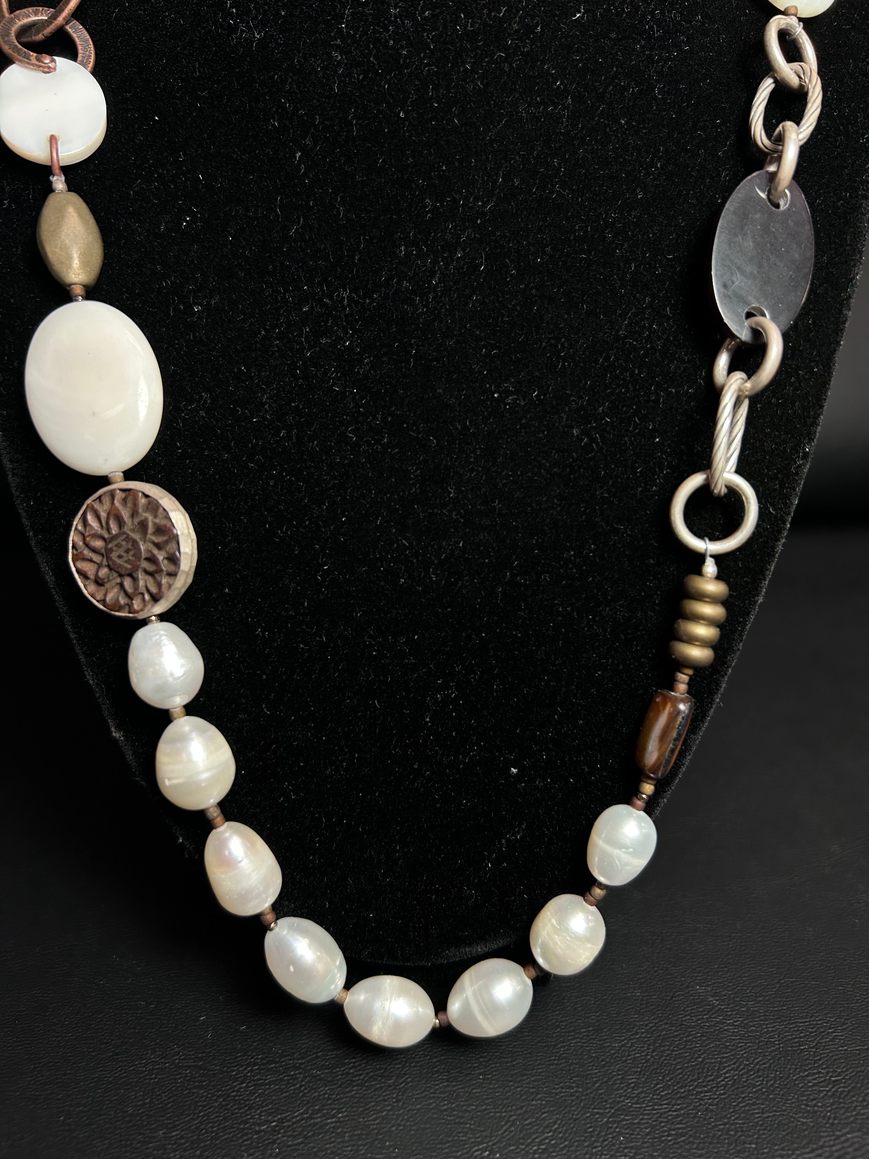 Silpada Mixed Media Pearl & Sterling Silver Necklace
