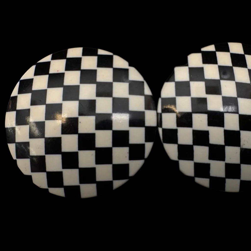 Vintage 80s Checkerboard Button Earrings