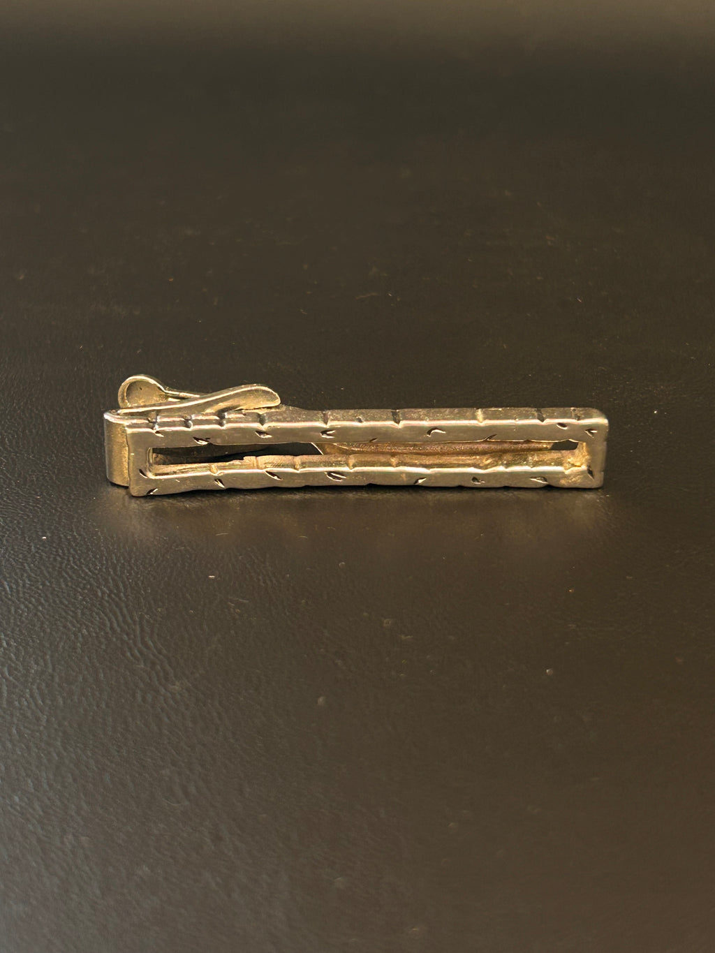 Vintage Swank Silver-Tone Textured Tie Bar