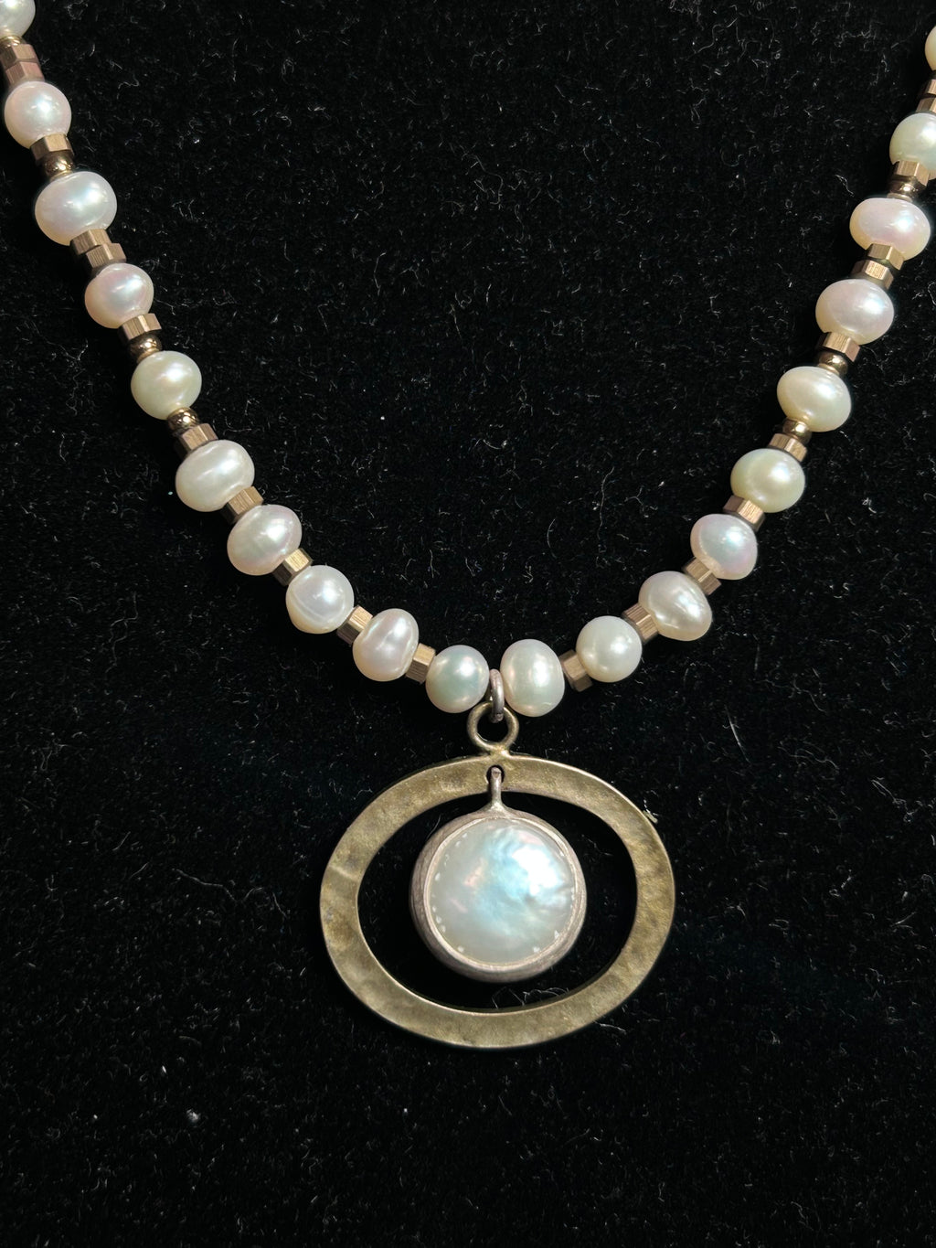 Silpada "Orbit" Freshwater Pearl & Brass Necklace