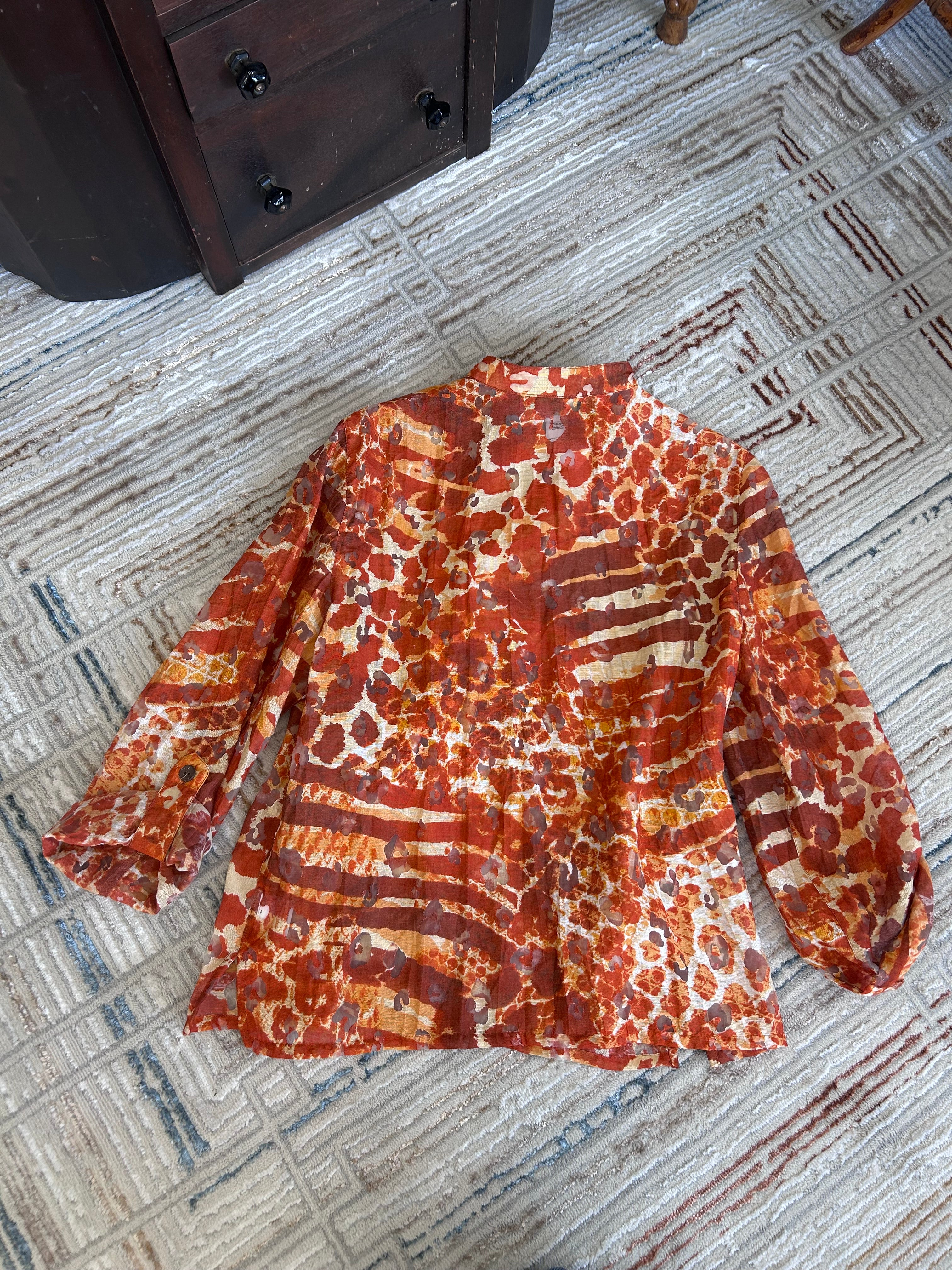 Ruby Rd. Sheer Button Down Blouse