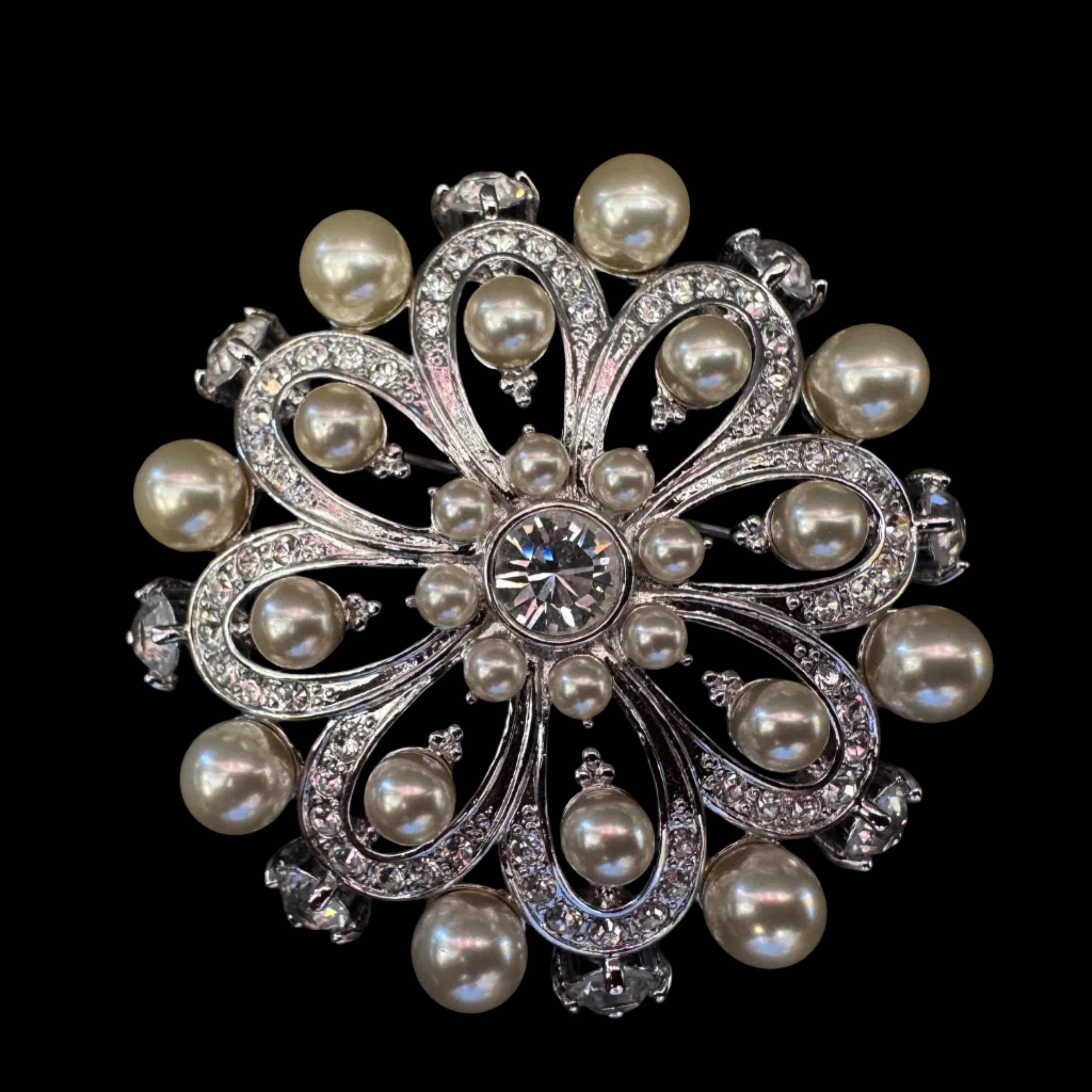 Nolan Miller Glamour Collection Pearl & Crystal Brooch