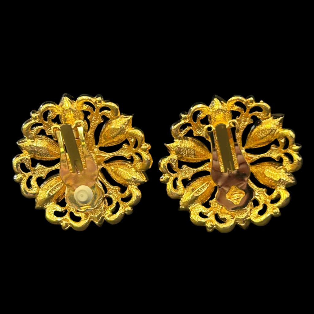 Avon Faux Pearl & Marquise Rhinestone Clip-On Earrings