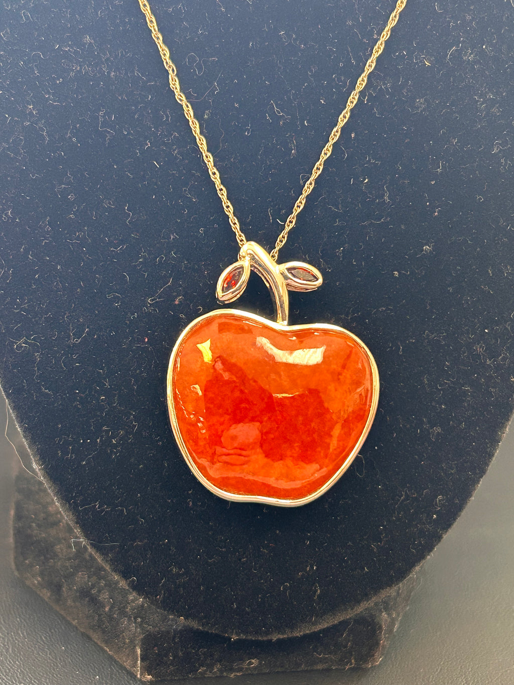 Vintage Red Apple Pendant Necklace