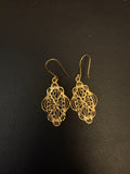Vintage Sterling Silver Yellow Gold Overlay Filigree Dangle Earrings