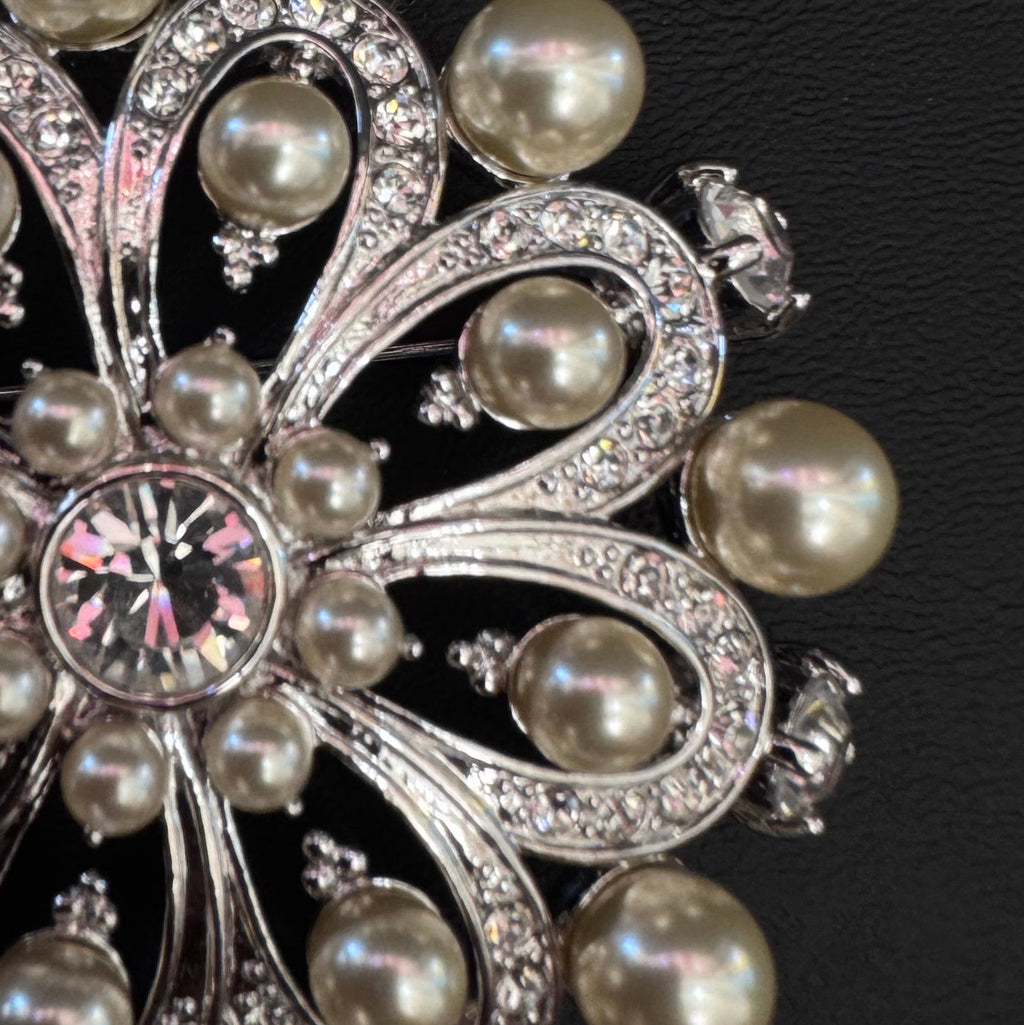 Nolan Miller Glamour Collection Pearl & Crystal Brooch